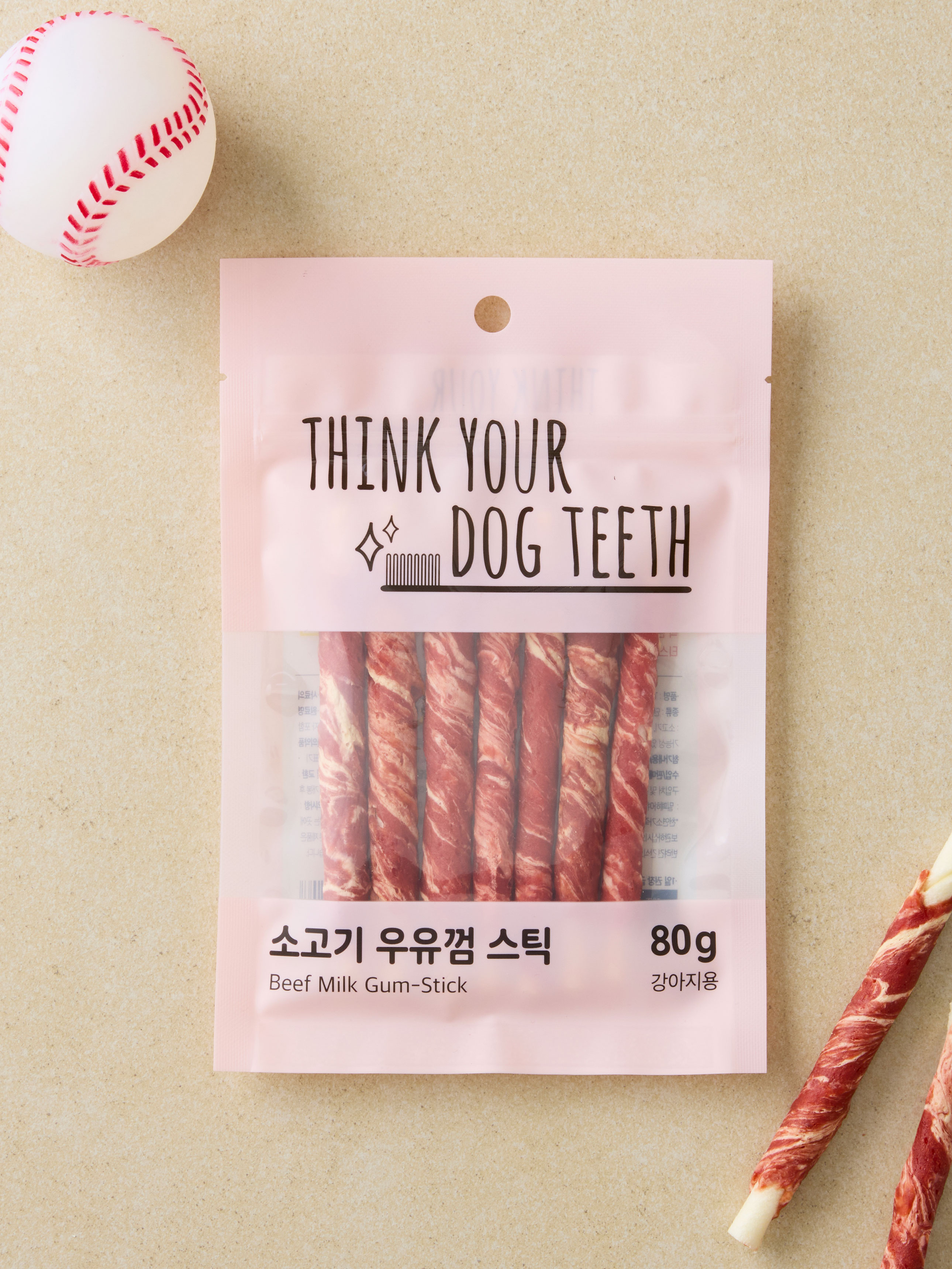[펫] 띵크 유어 독 티스 우유껌 스틱 80 g 소고기