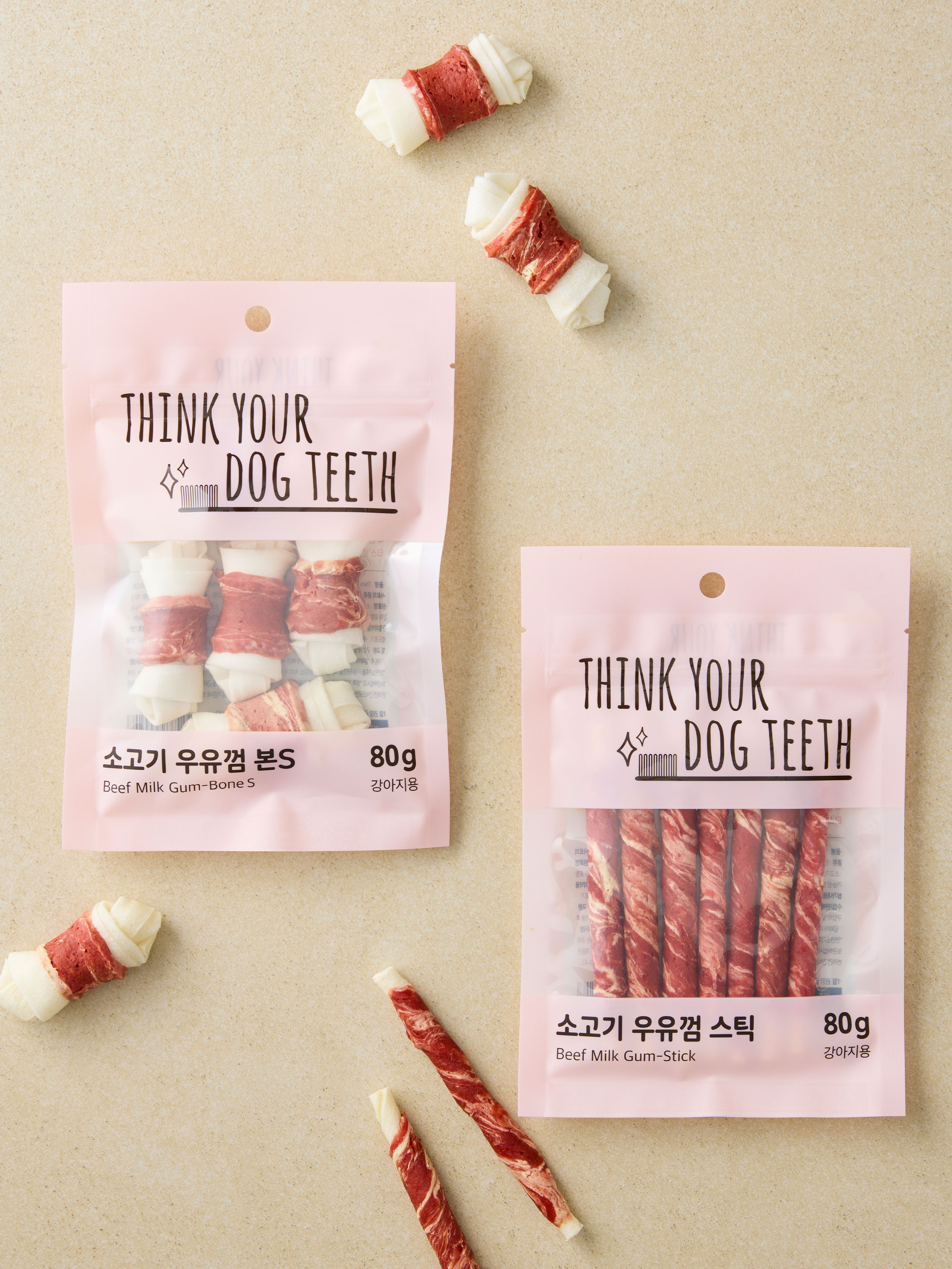 [펫] 띵크 유어 독 티스 우유껌 본 S 80 g 소고기