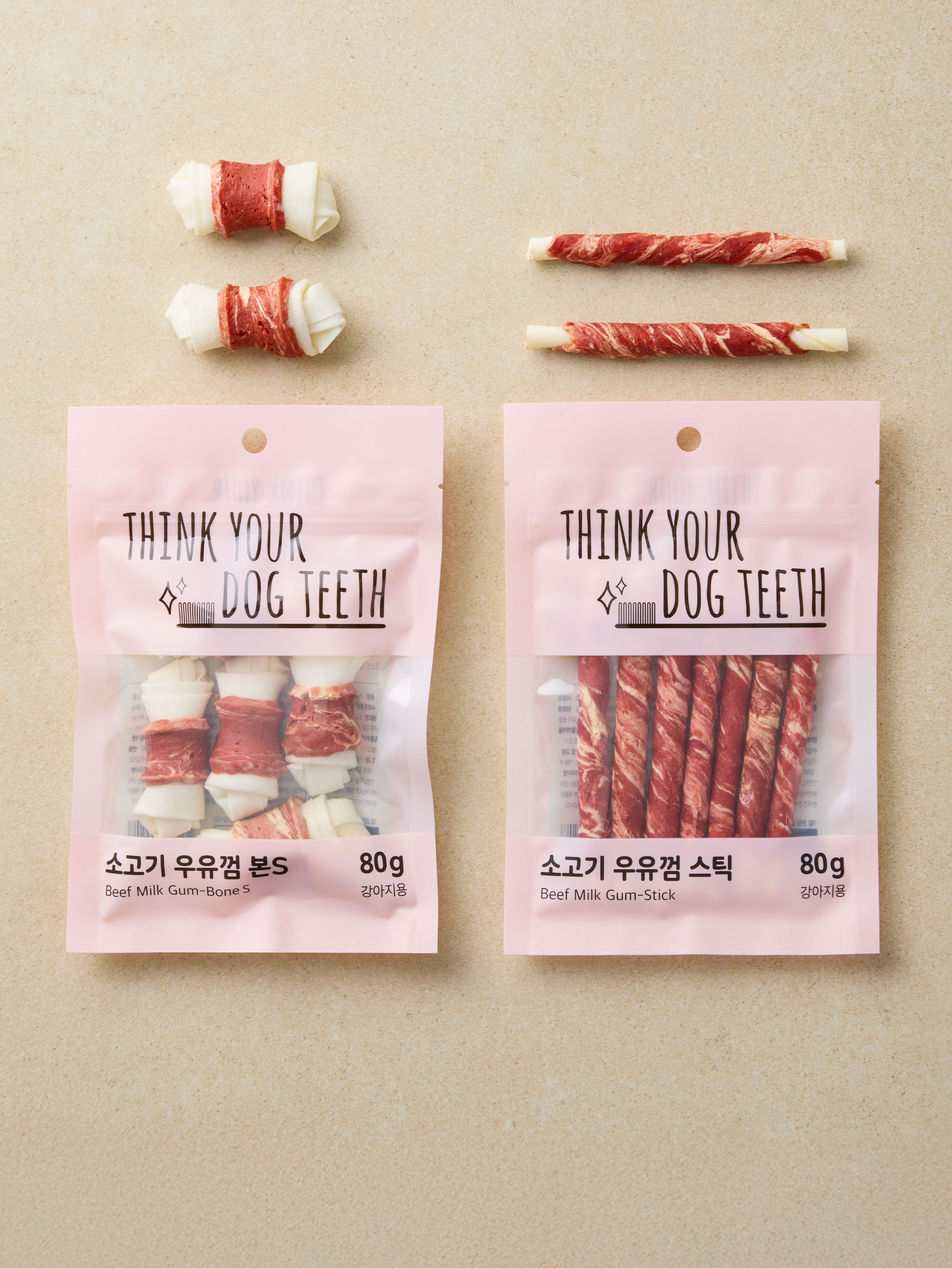 [펫] 띵크 유어 독 티스 우유껌 본 S 80 g 소고기