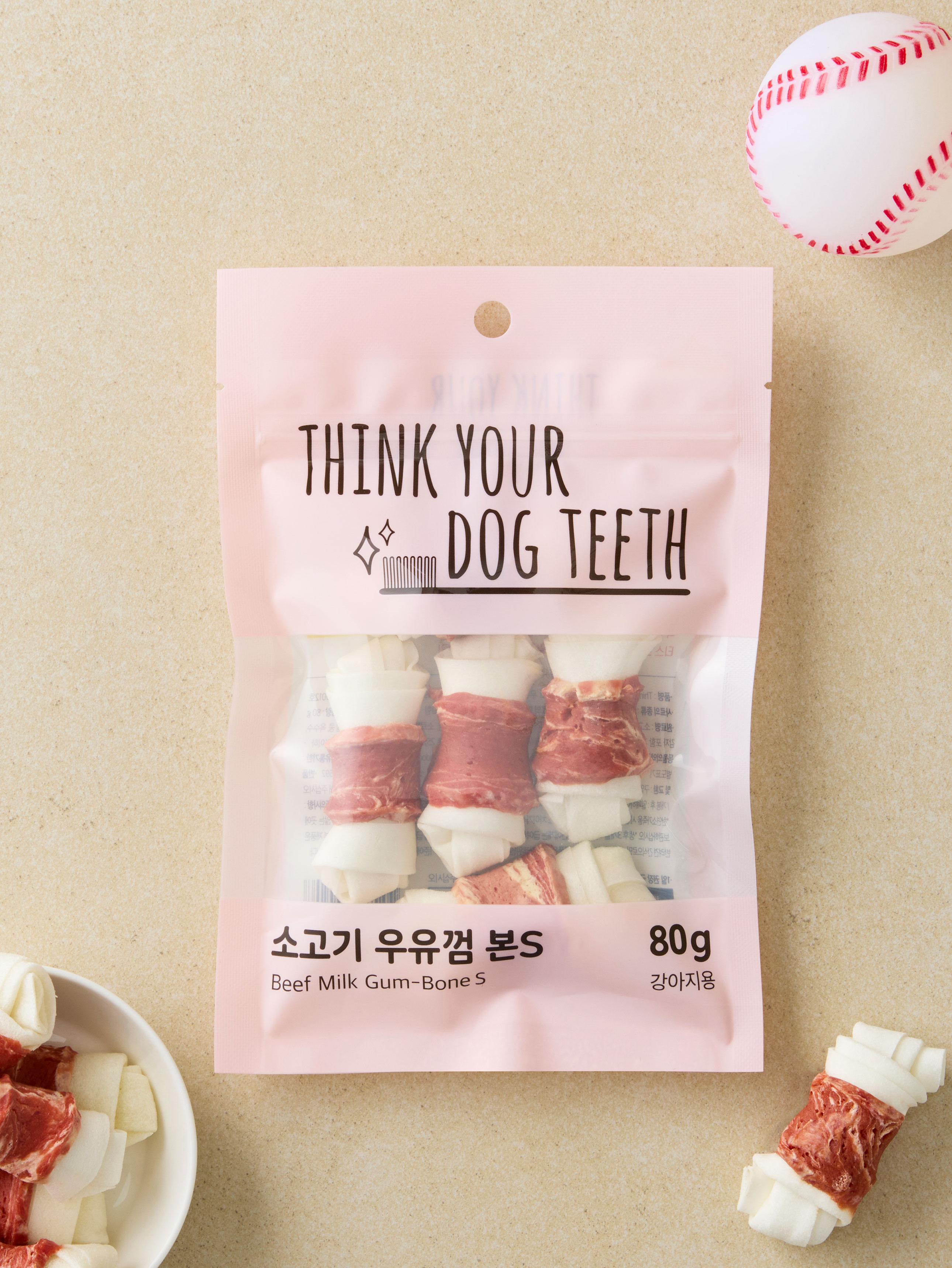 [펫] 띵크 유어 독 티스 우유껌 본 S 80 g 소고기