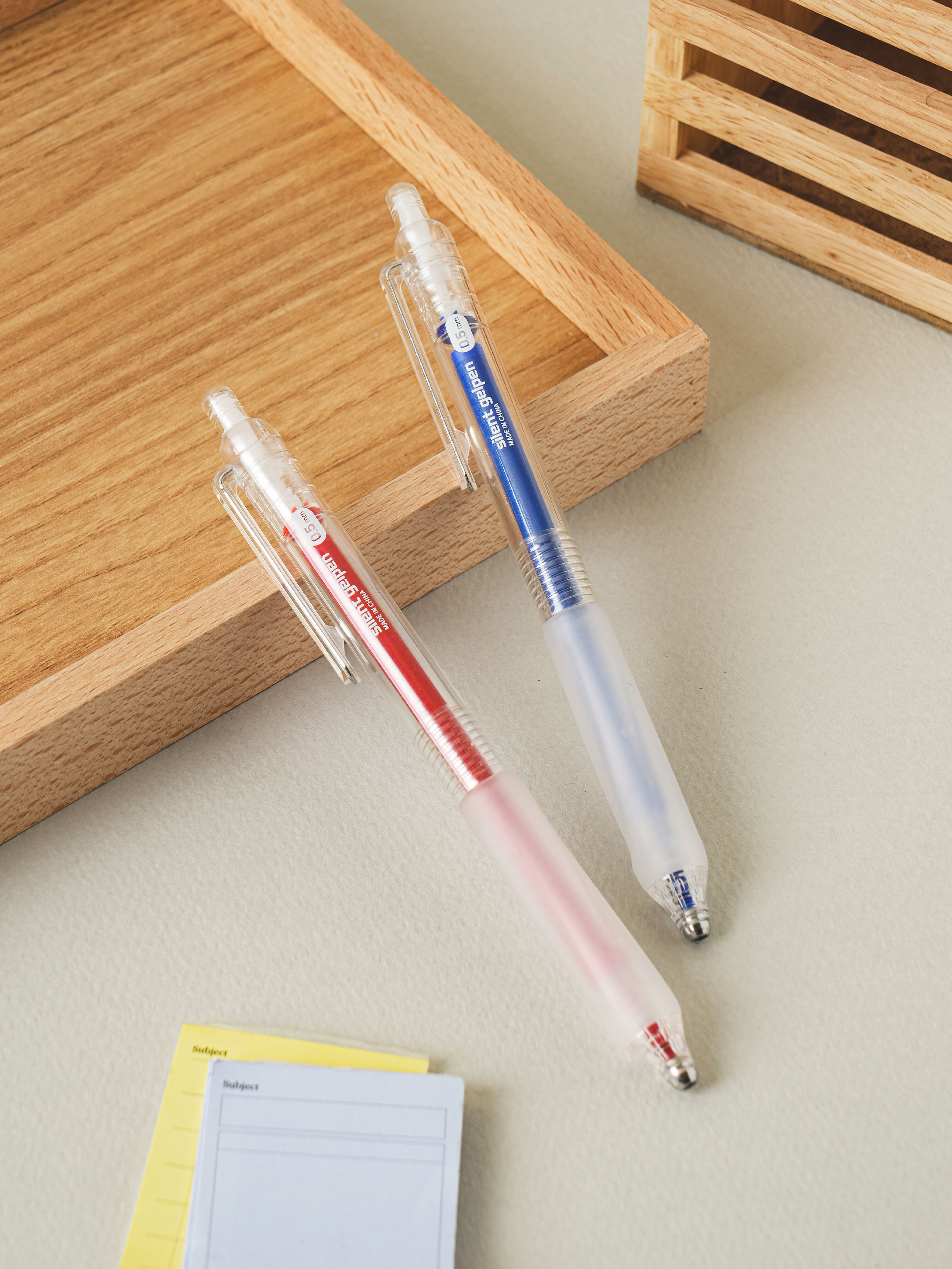 무소음 노크 젤 펜 0.5 mm 2개입 청적