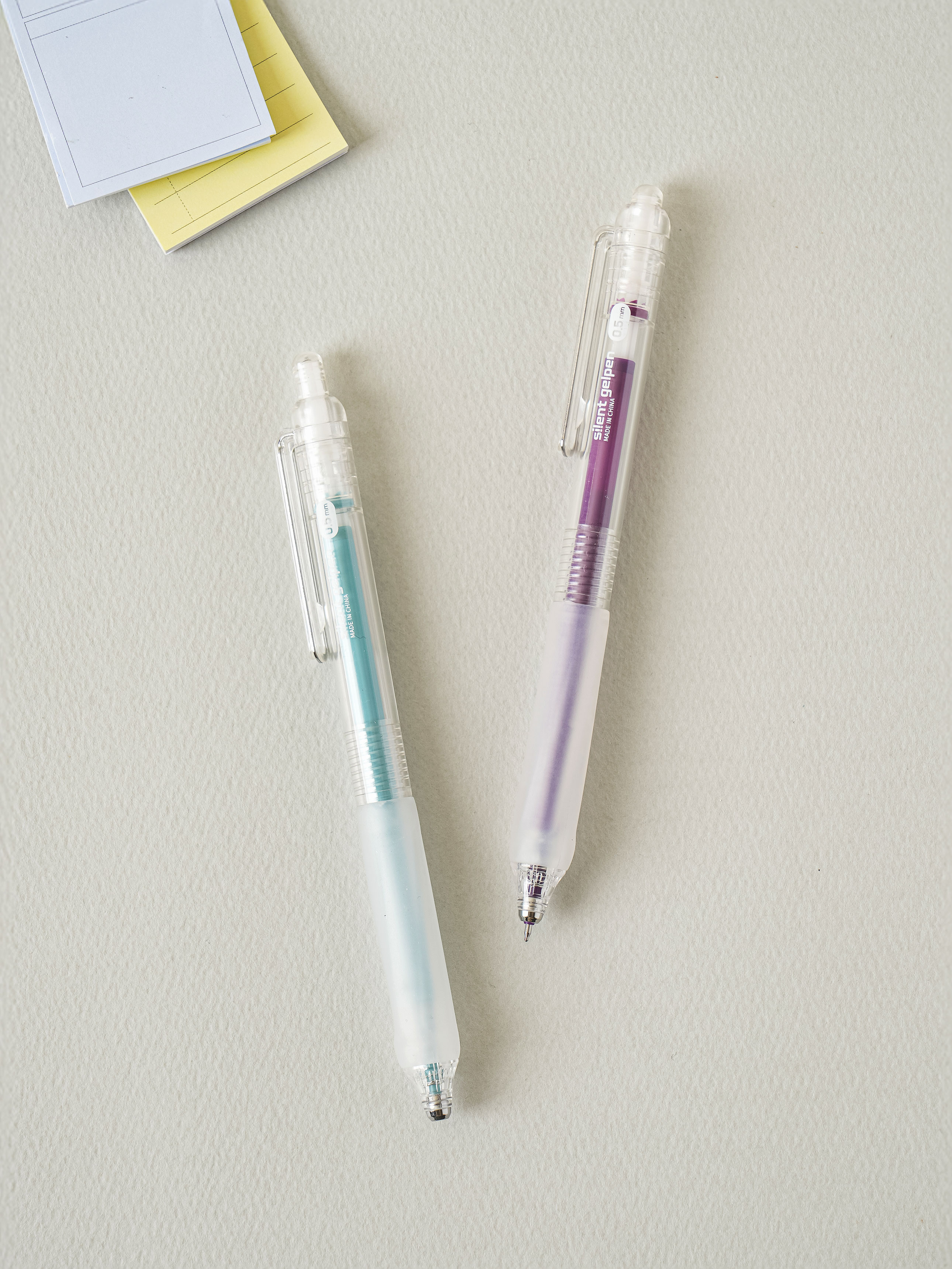 무소음 노크 젤 펜 0.5 mm 2개입 혼합