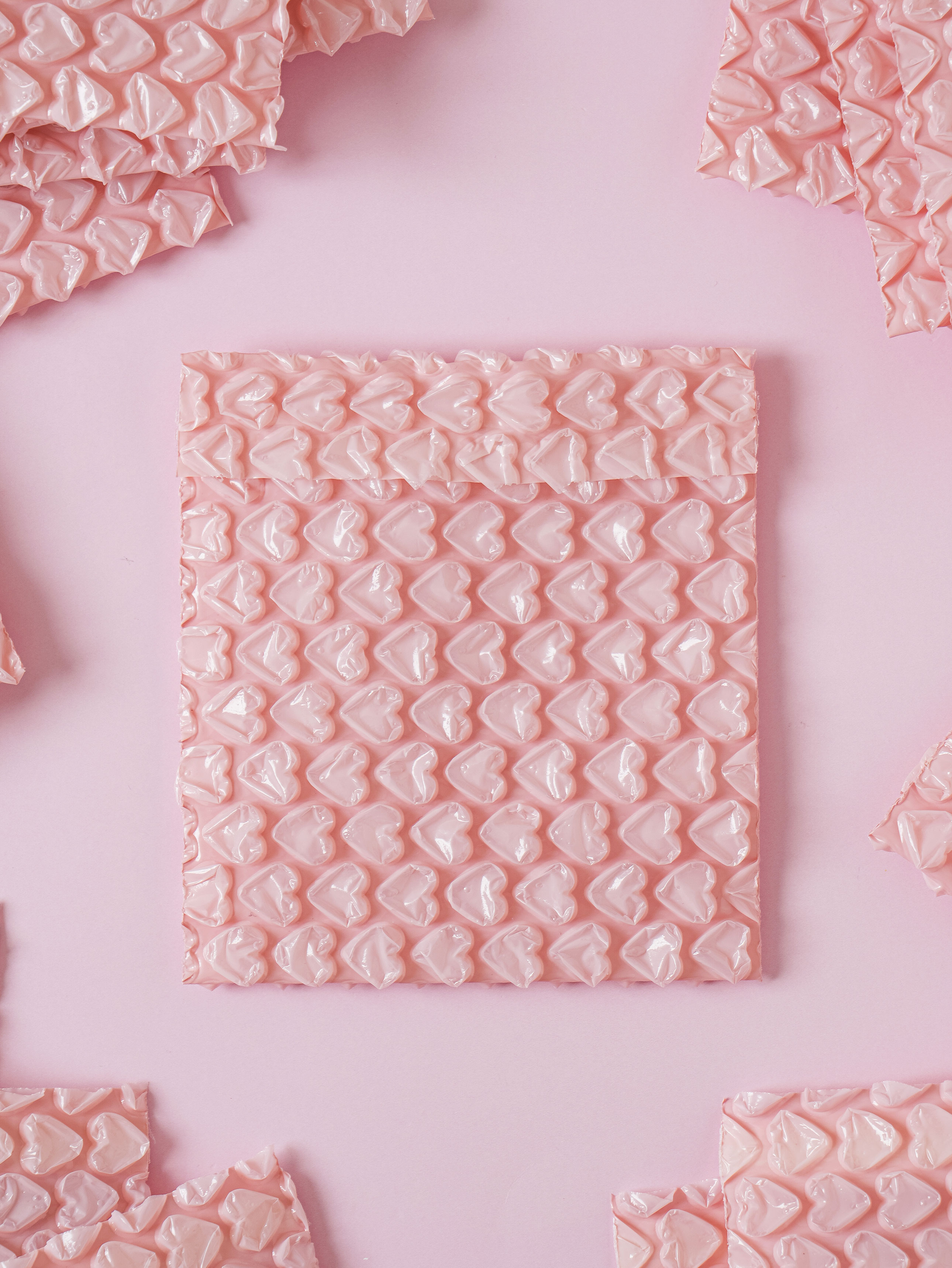 하트 에어캡 봉투 10 X 10 cm 16매입 연핑크