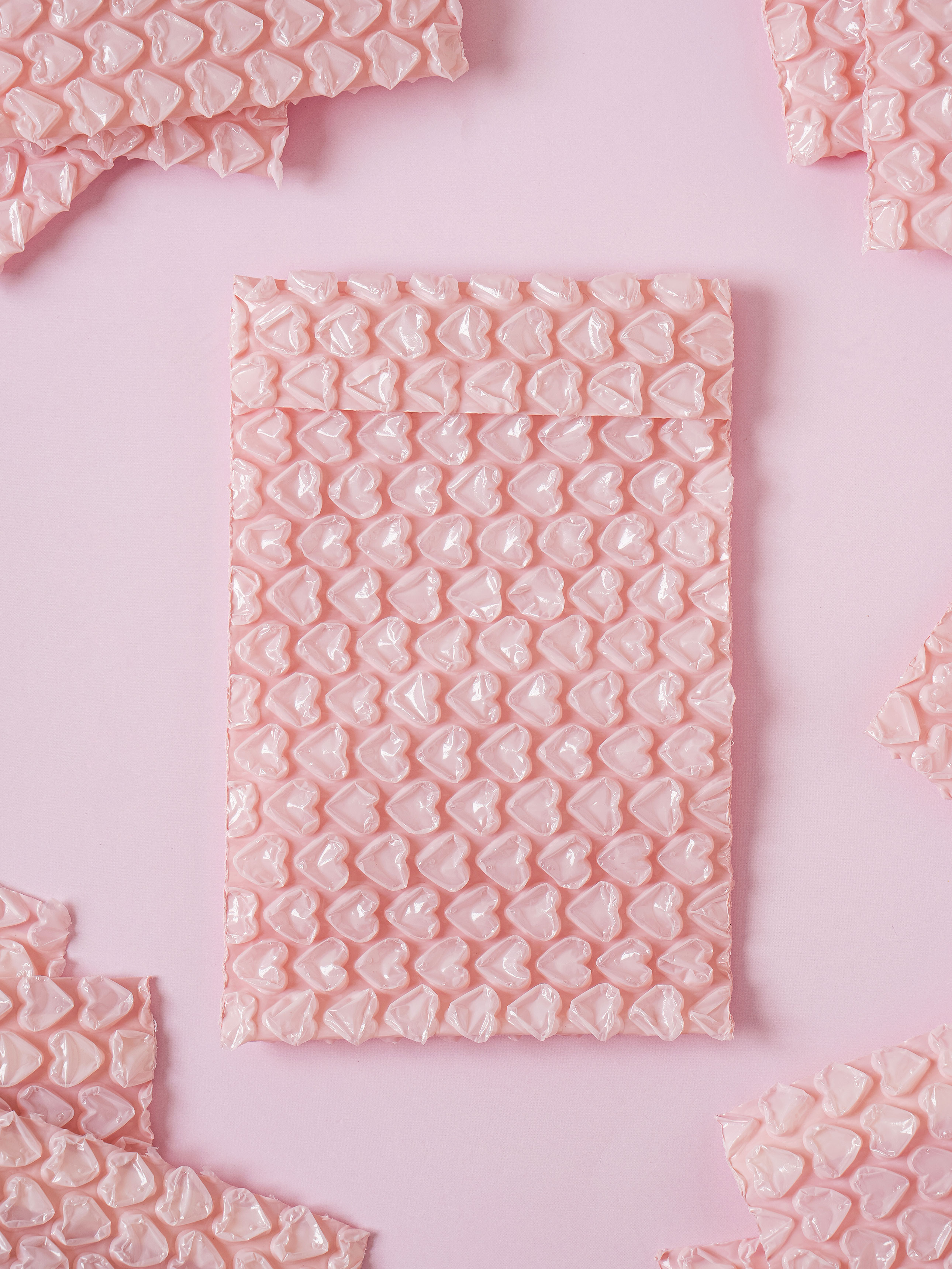 하트 에어캡 봉투 10 X 15 cm 12매입 연핑크