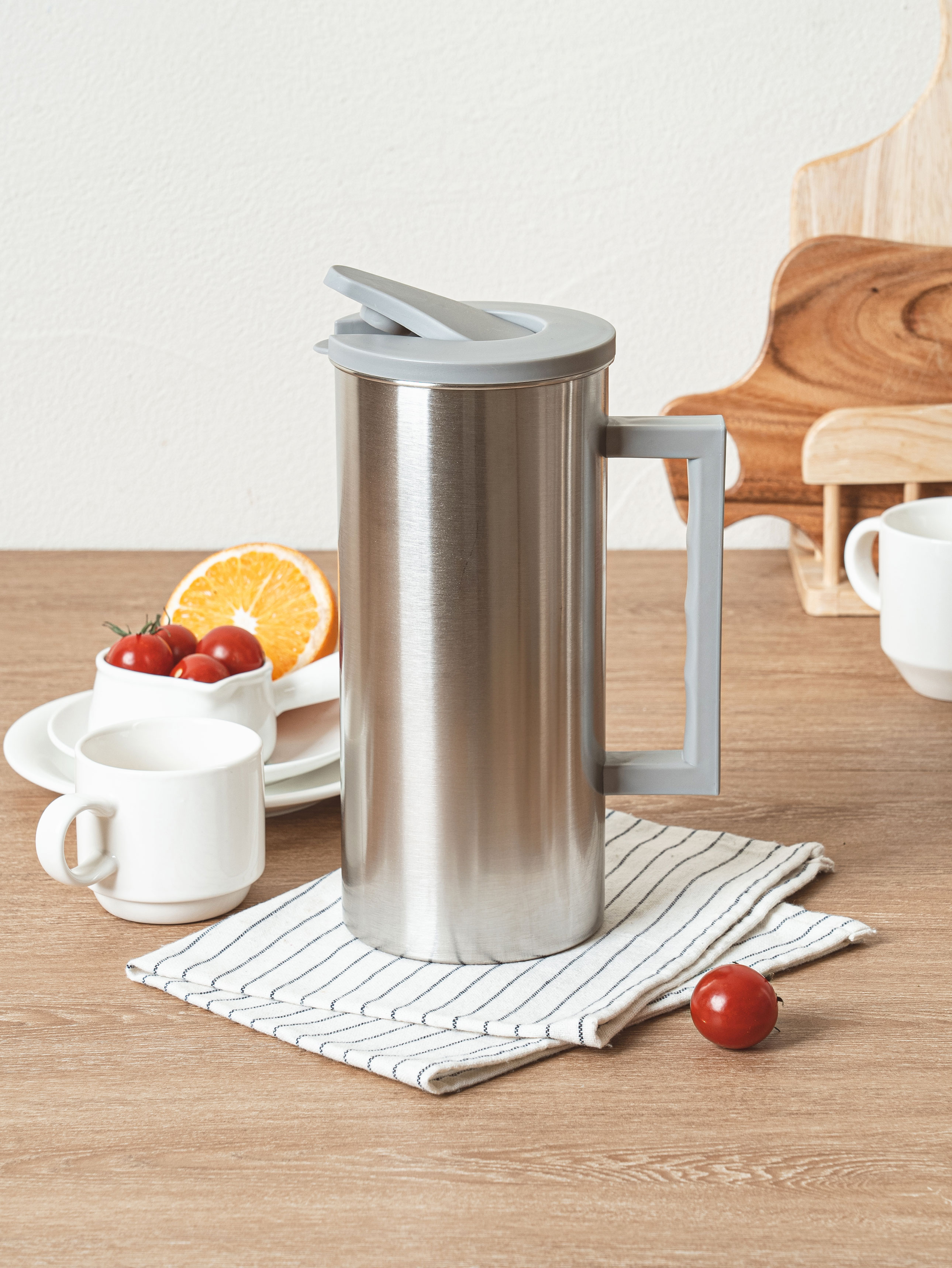 스테인리스 손잡이 물병 1.6 L 그레이