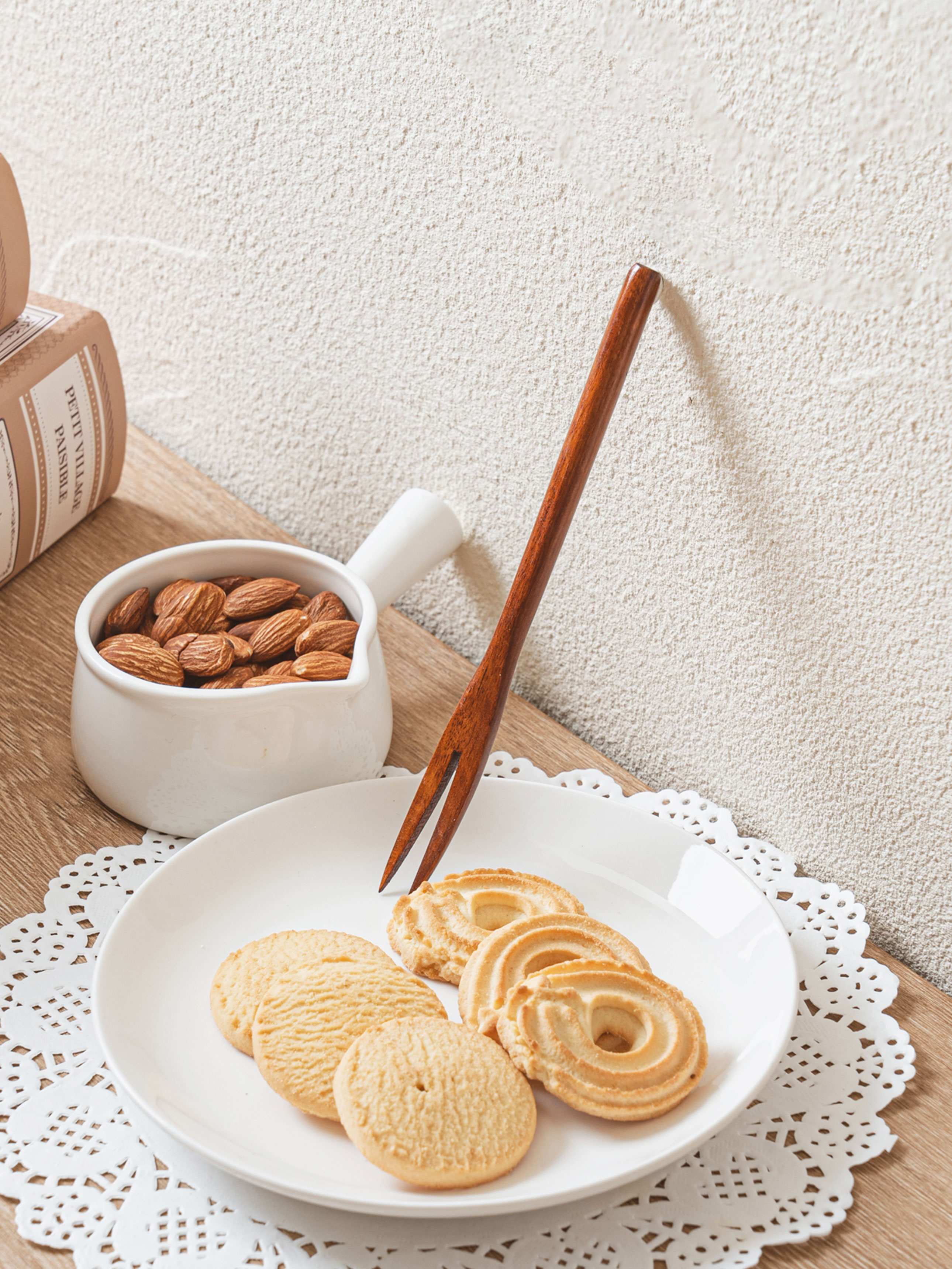 천연 옻칠 나무 디저트 포크