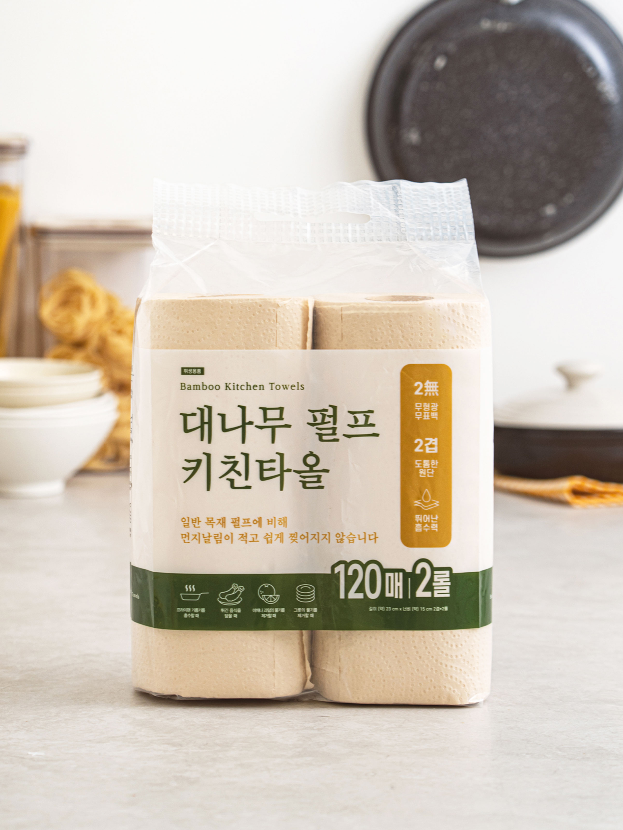 대나무 펄프 키친타월 120매 X 2롤