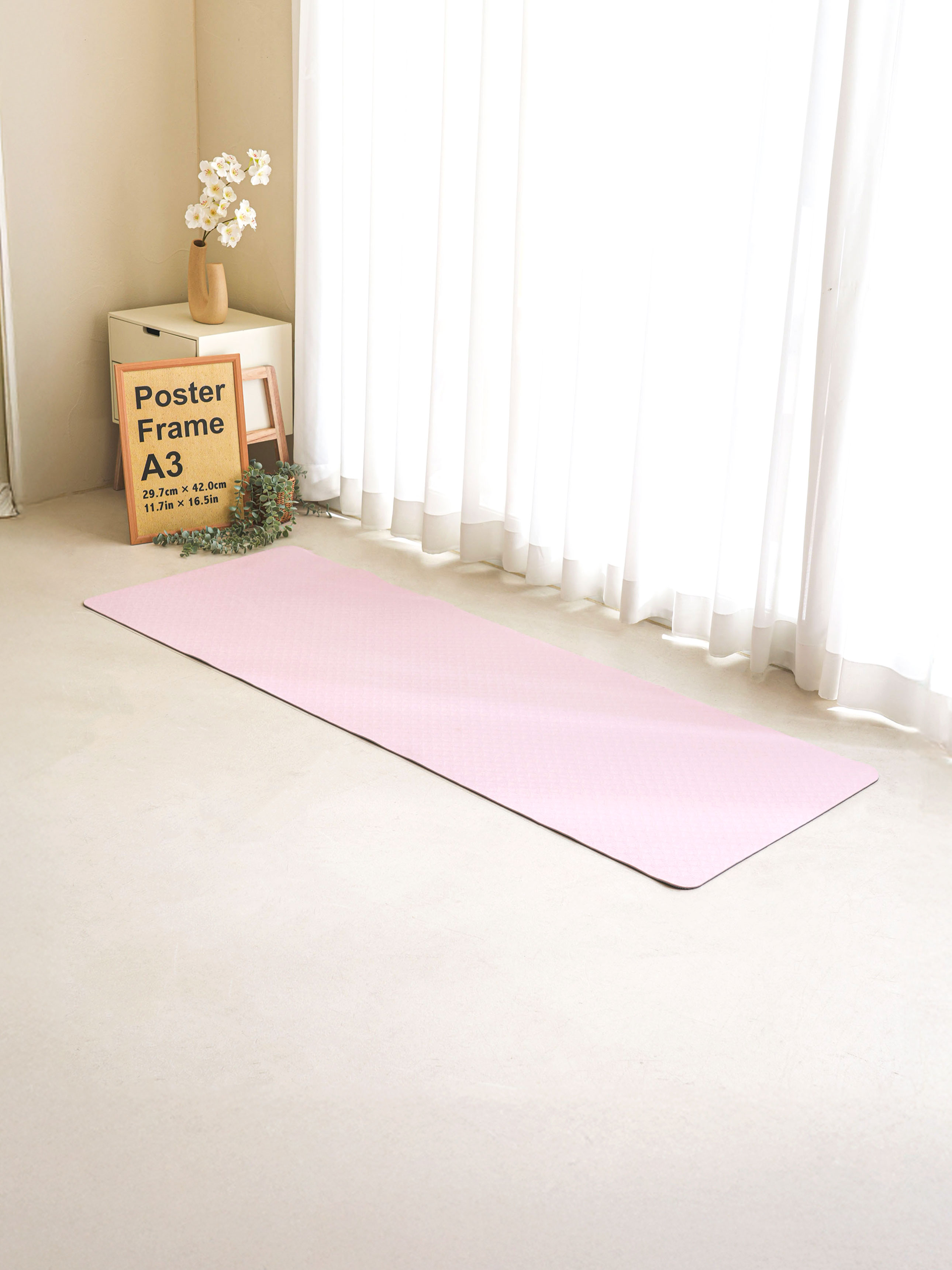 TPE 투톤 요가 매트 173 X 61 X 0.4 cm 핑크