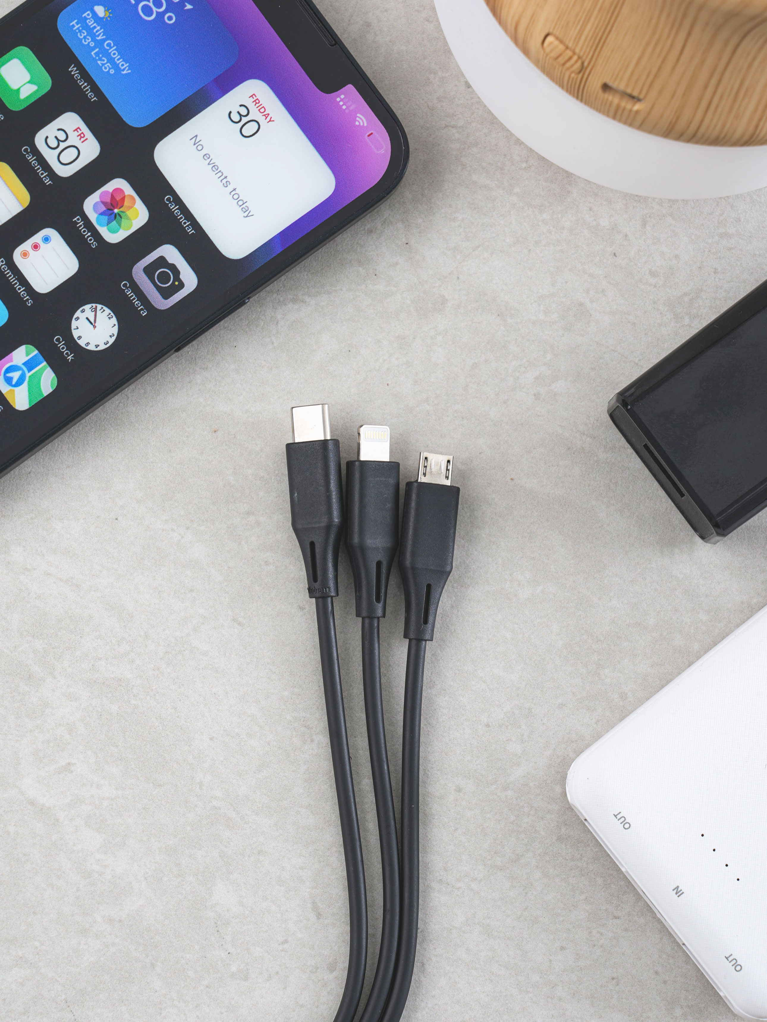 3in1 멀티 케이블 USB A to 5+8+C 1.2 m 블랙