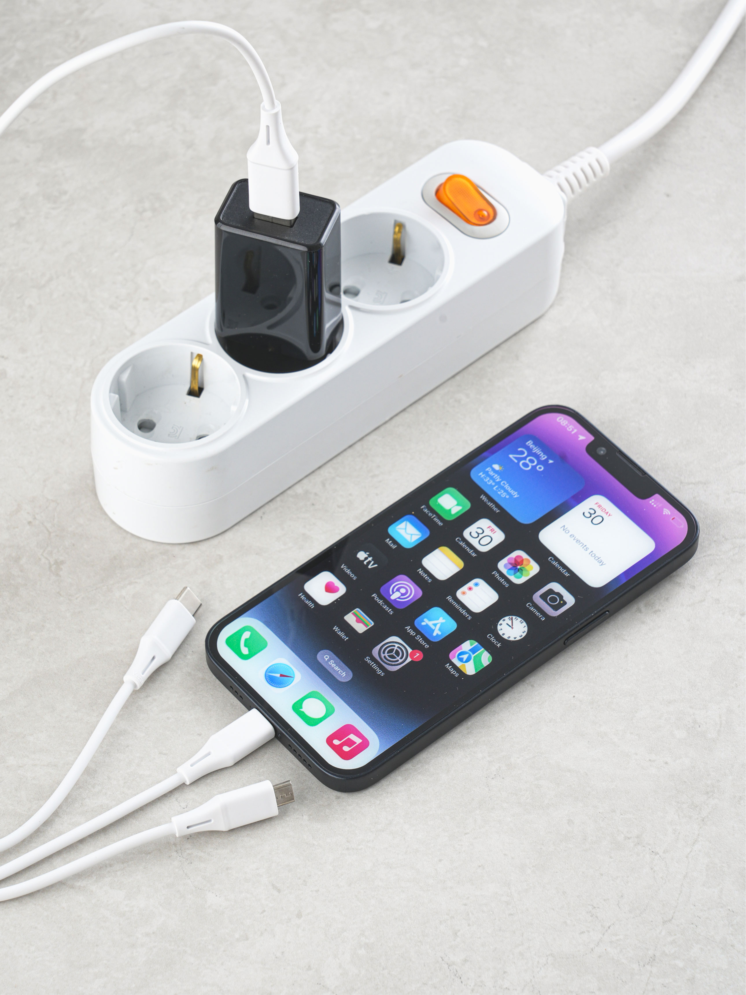Кабель 3in1 USB-A to Micro/Lightning/Type-C 1.2 м белый
