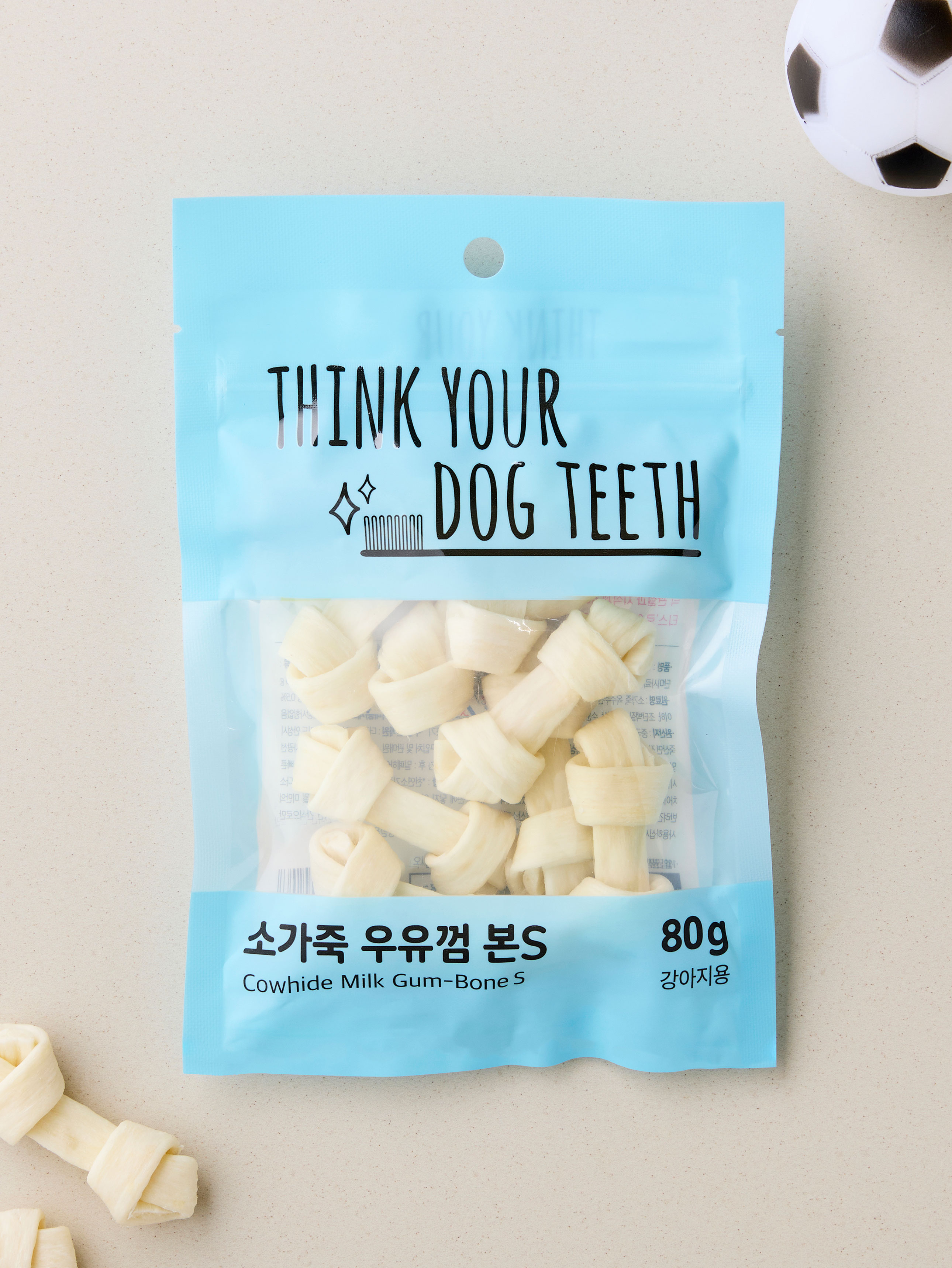 [펫] 띵크 유어 독 티스 우유껌 본 S 80 g 소가죽