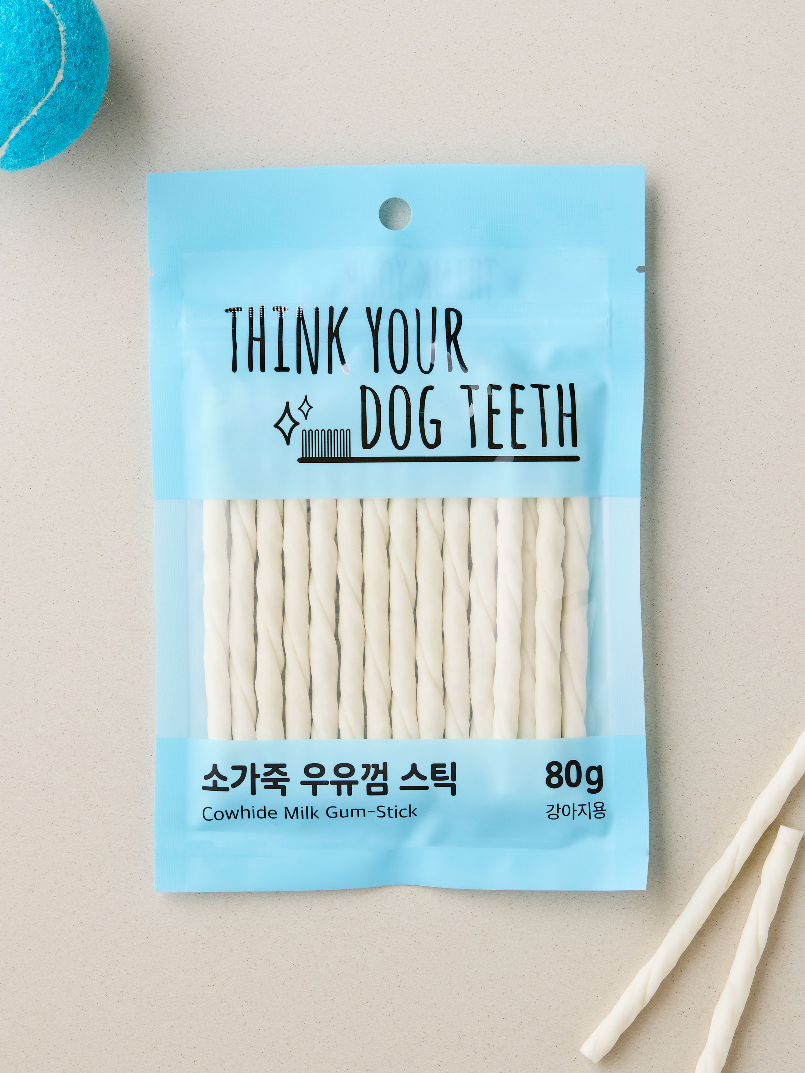 [펫] 띵크 유어 독 티스 우유껌 스틱 80 g 소가죽