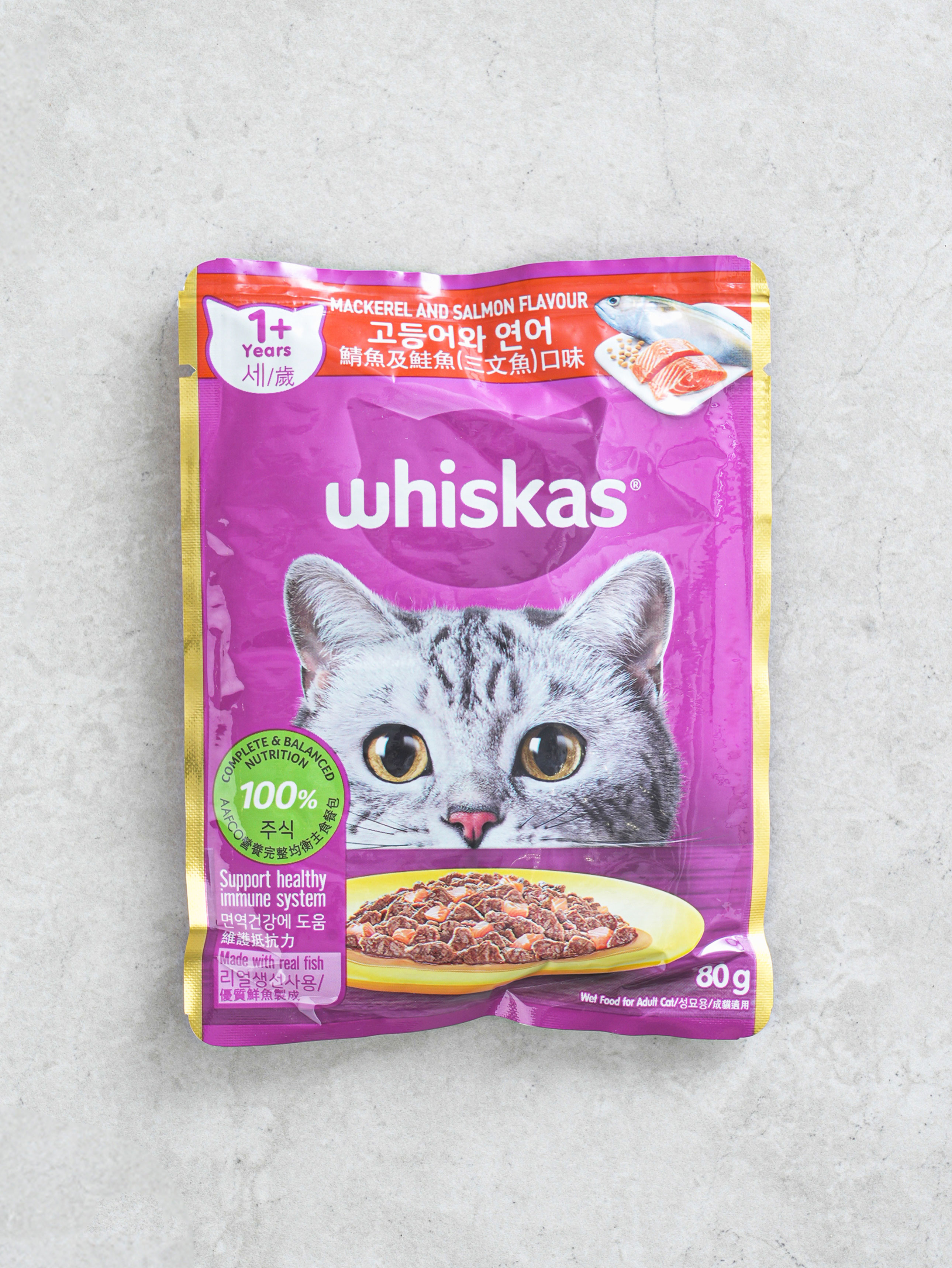 [Питомец] Whiskas пауч для взрослых кошек 80 g скумбрия и ло소сь