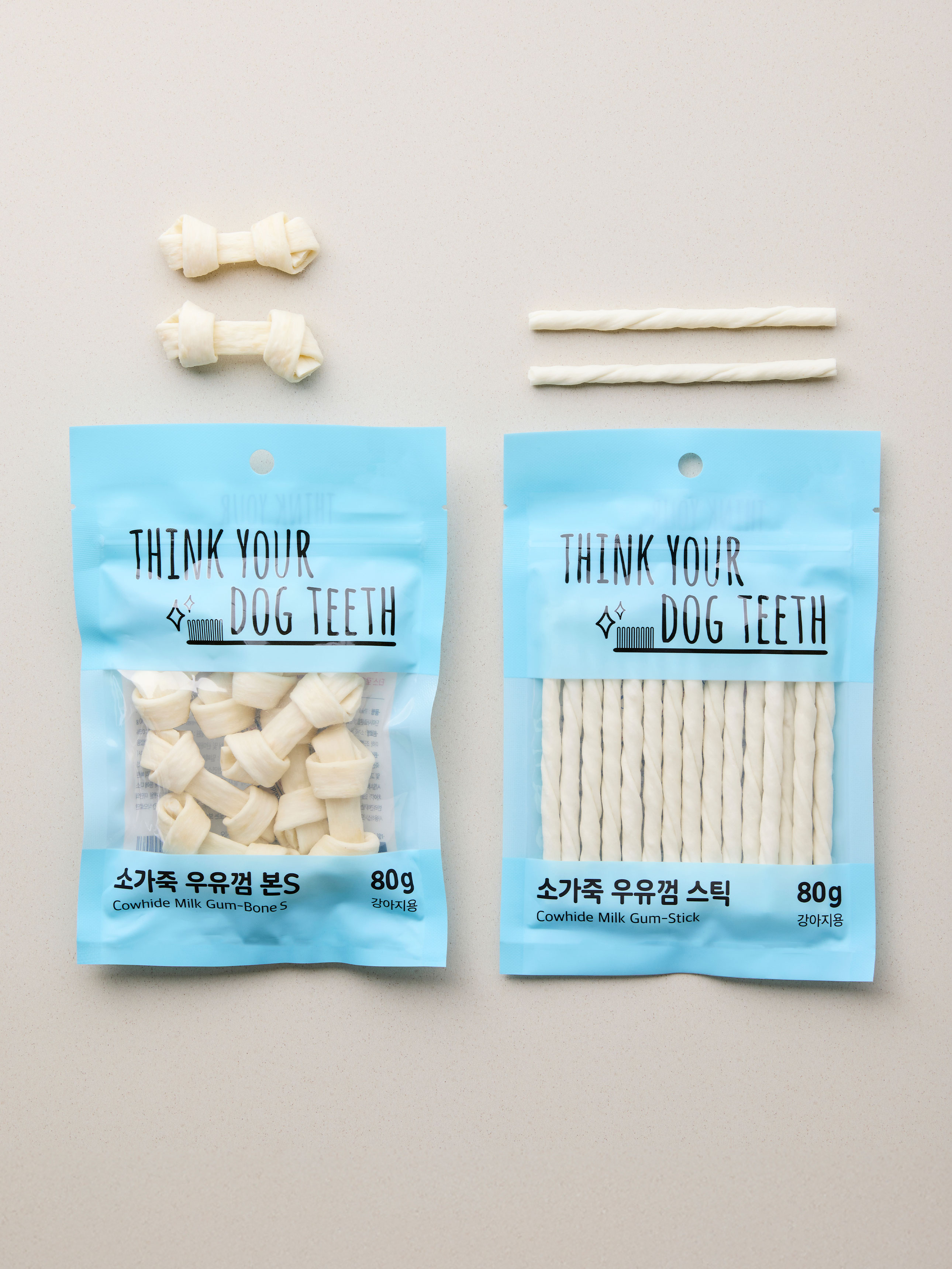 [펫] 띵크 유어 독 티스 우유껌 본 S 80 g 소가죽