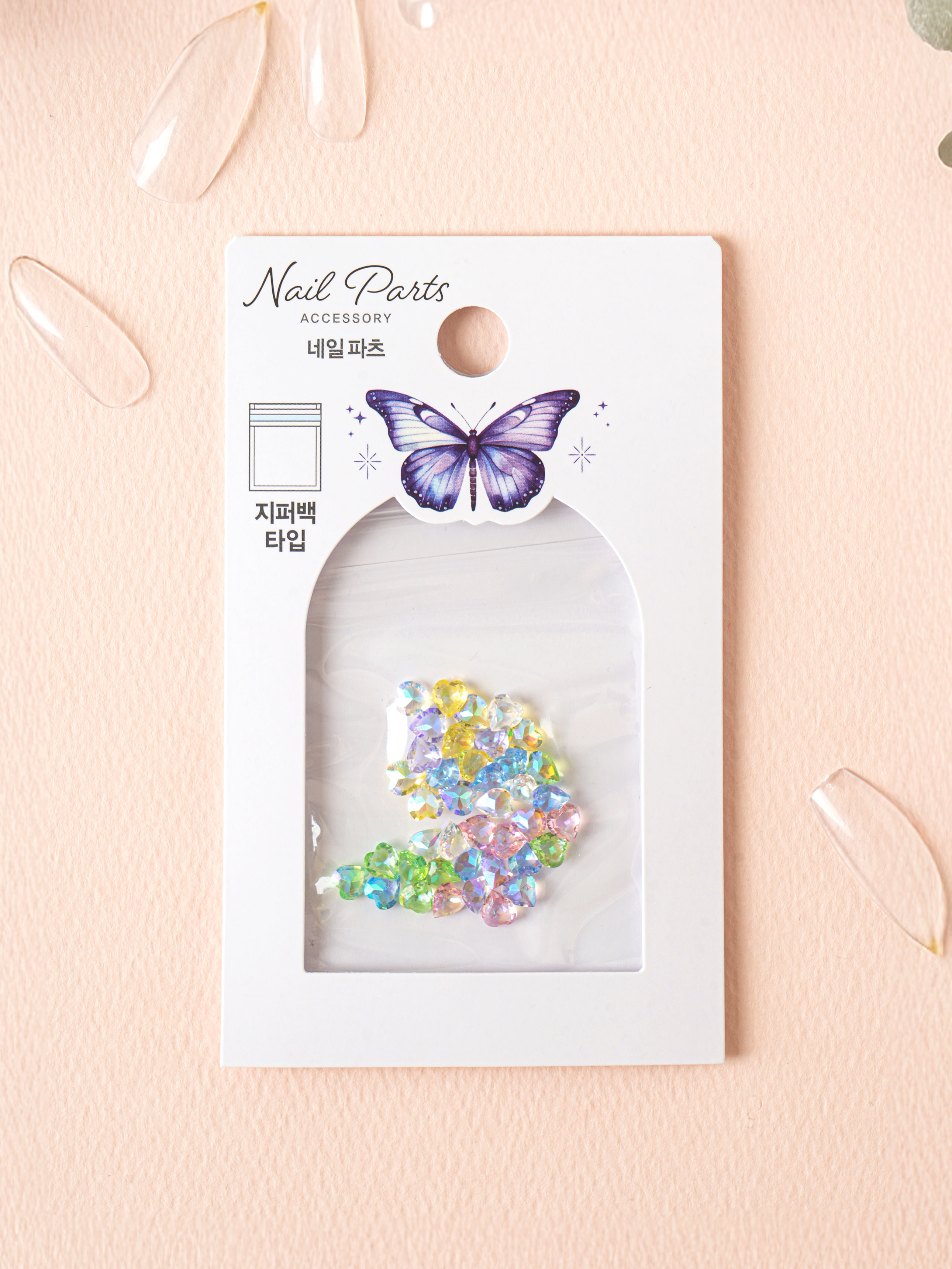 레인보우 하트 네일 파츠