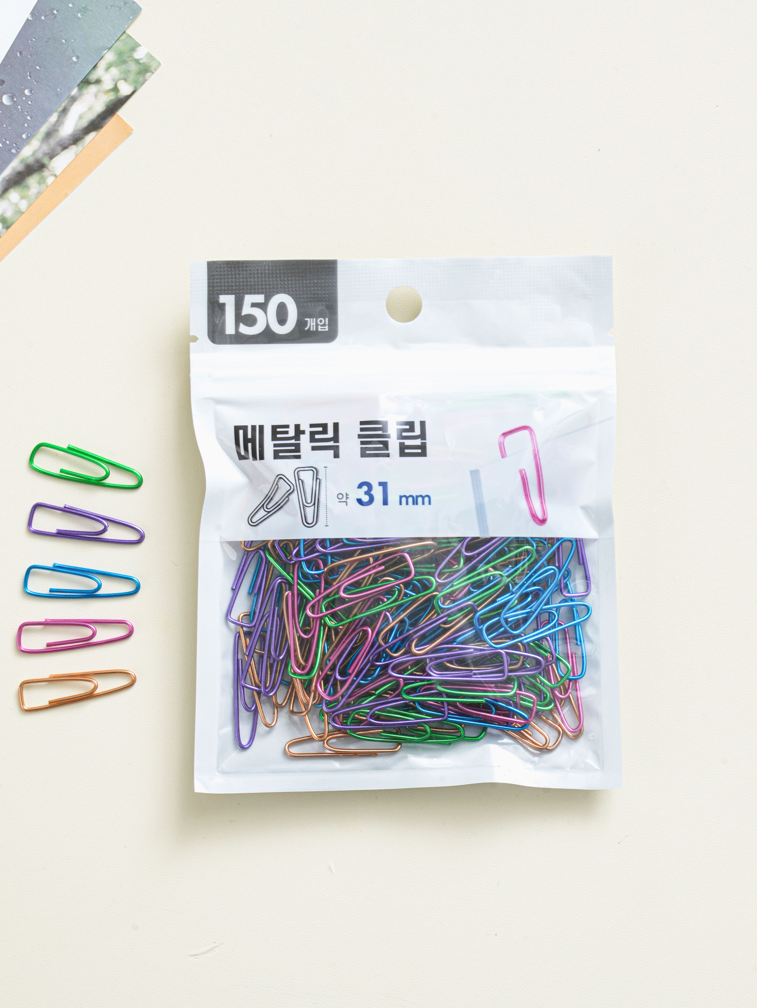 메탈릭 컬러 클립 31 mm 150개입