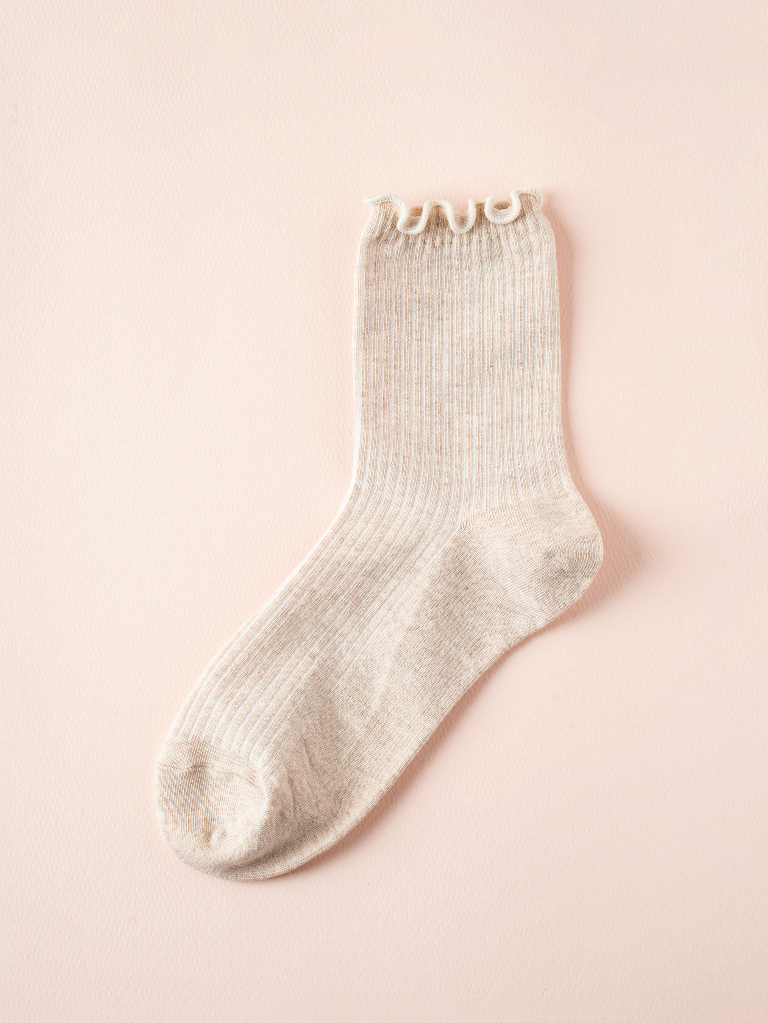 Женские носки в рубчик Kikiya Socks, бежевые