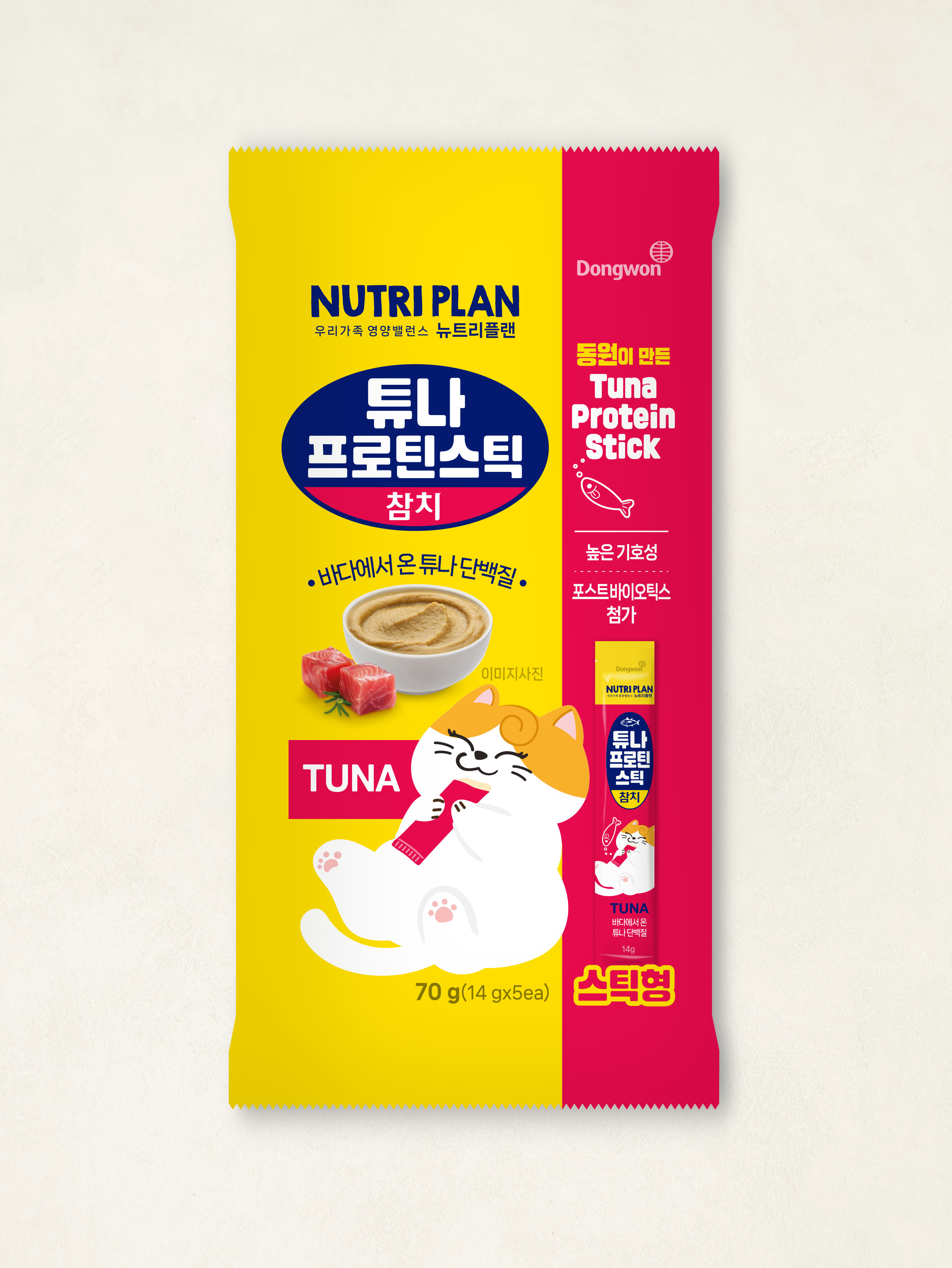[펫] 동원 뉴트리플랜 튜나 프로틴스틱 14 g X 5개입 참치