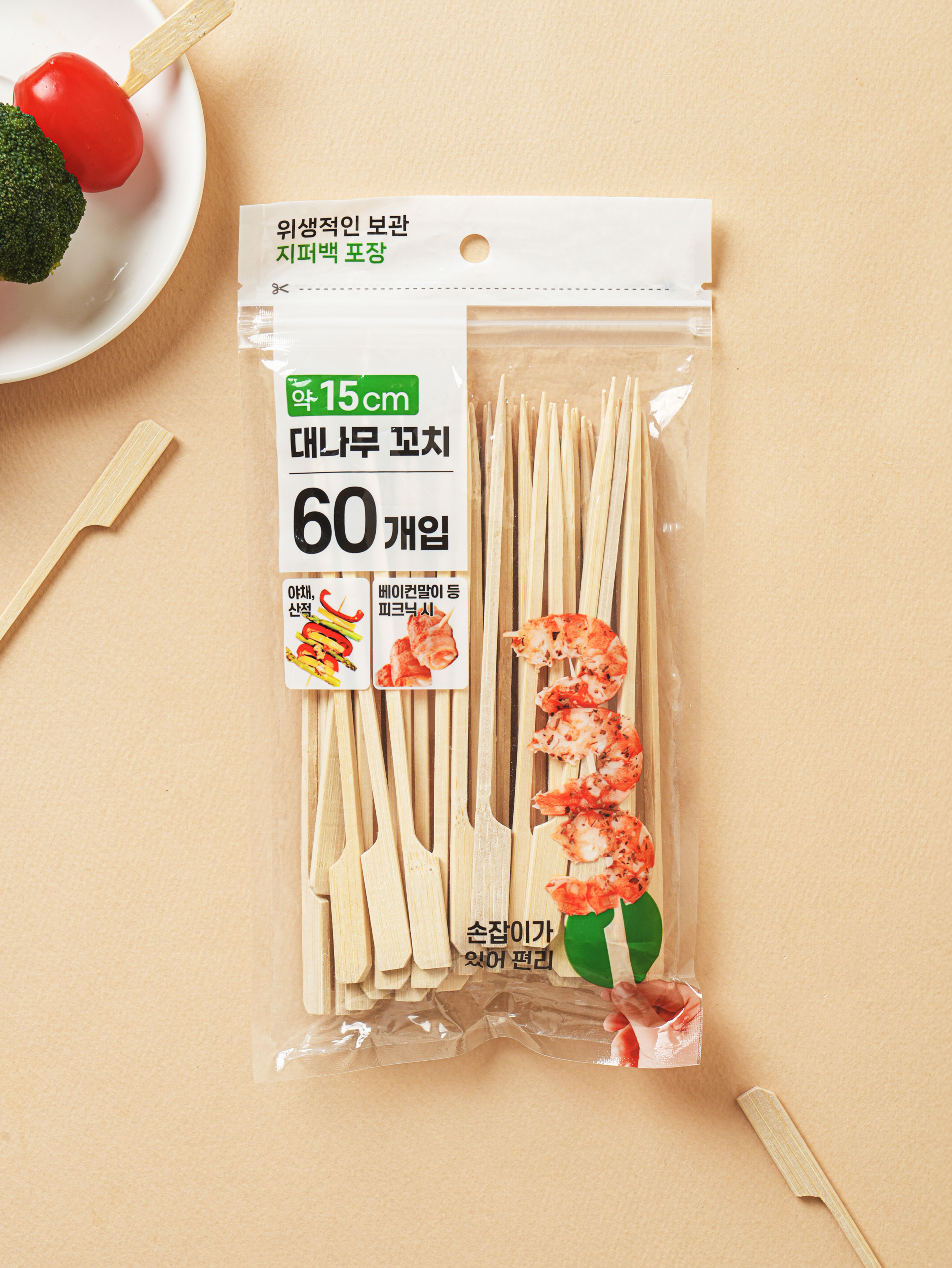 손잡이 다용도 꼬치 15 cm 60개입