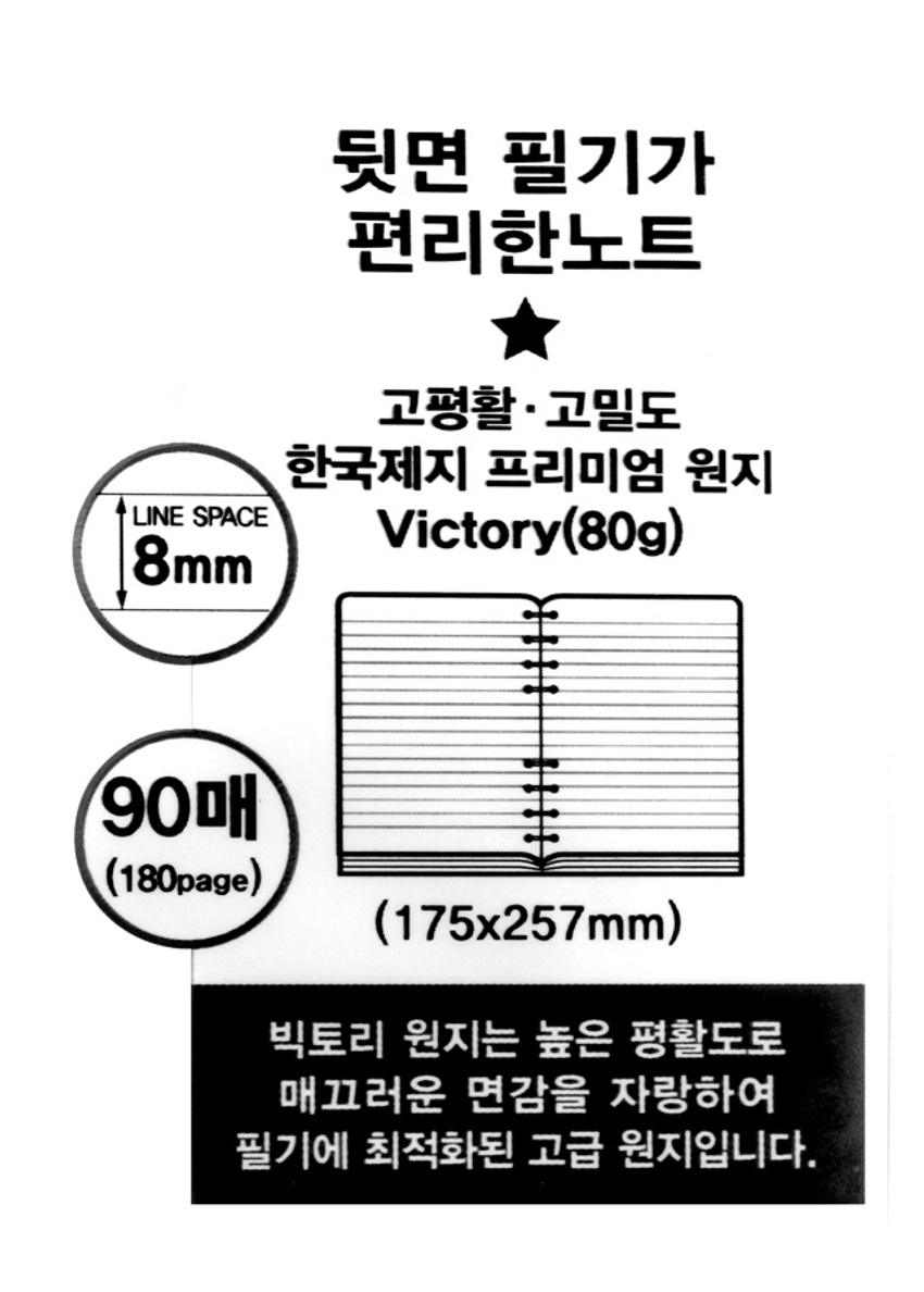 뒷면 필기가 편리한 트윈링 노트 90매입