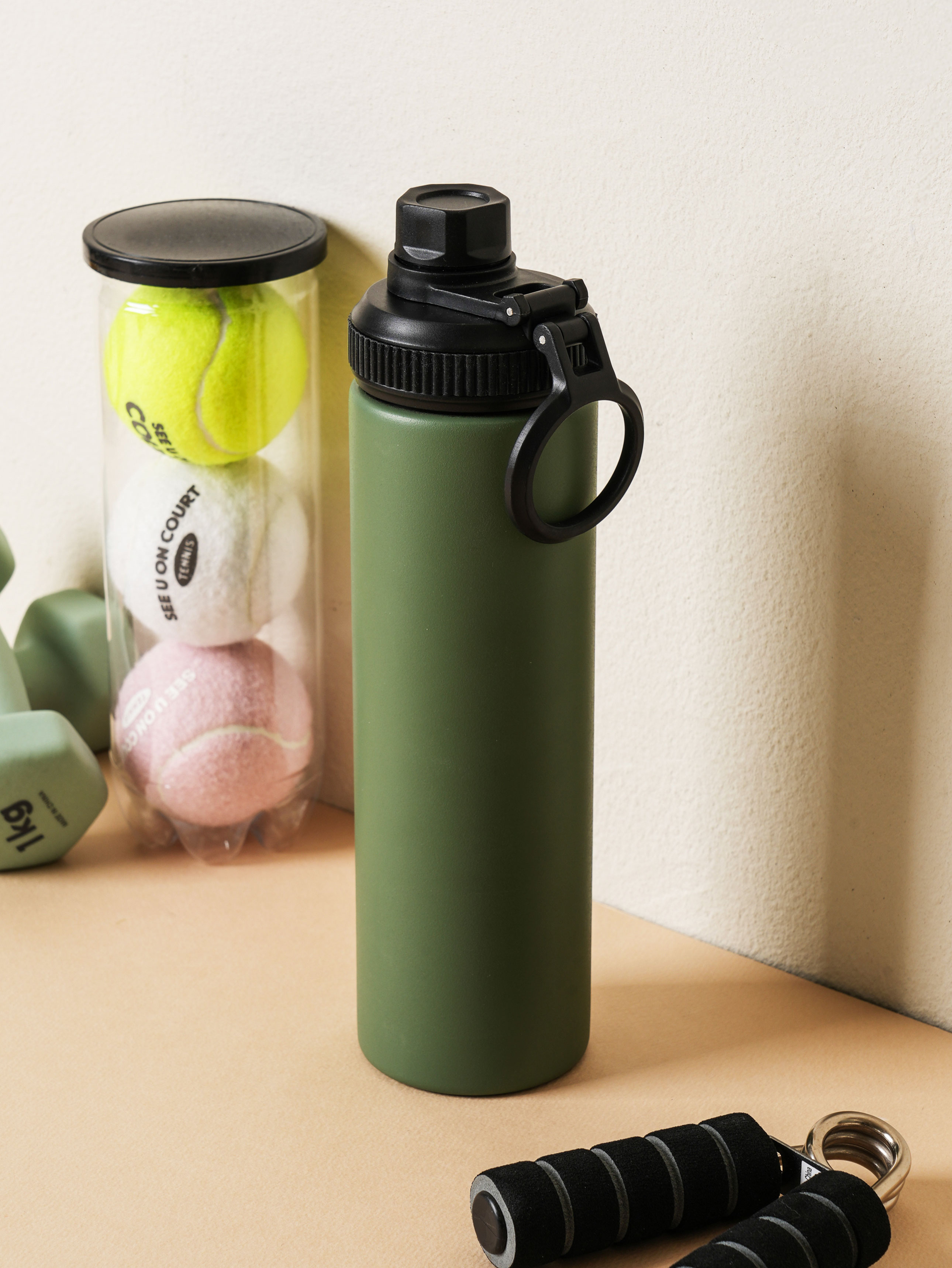 핸들형 아웃도어 보온병 650 ml 올리브