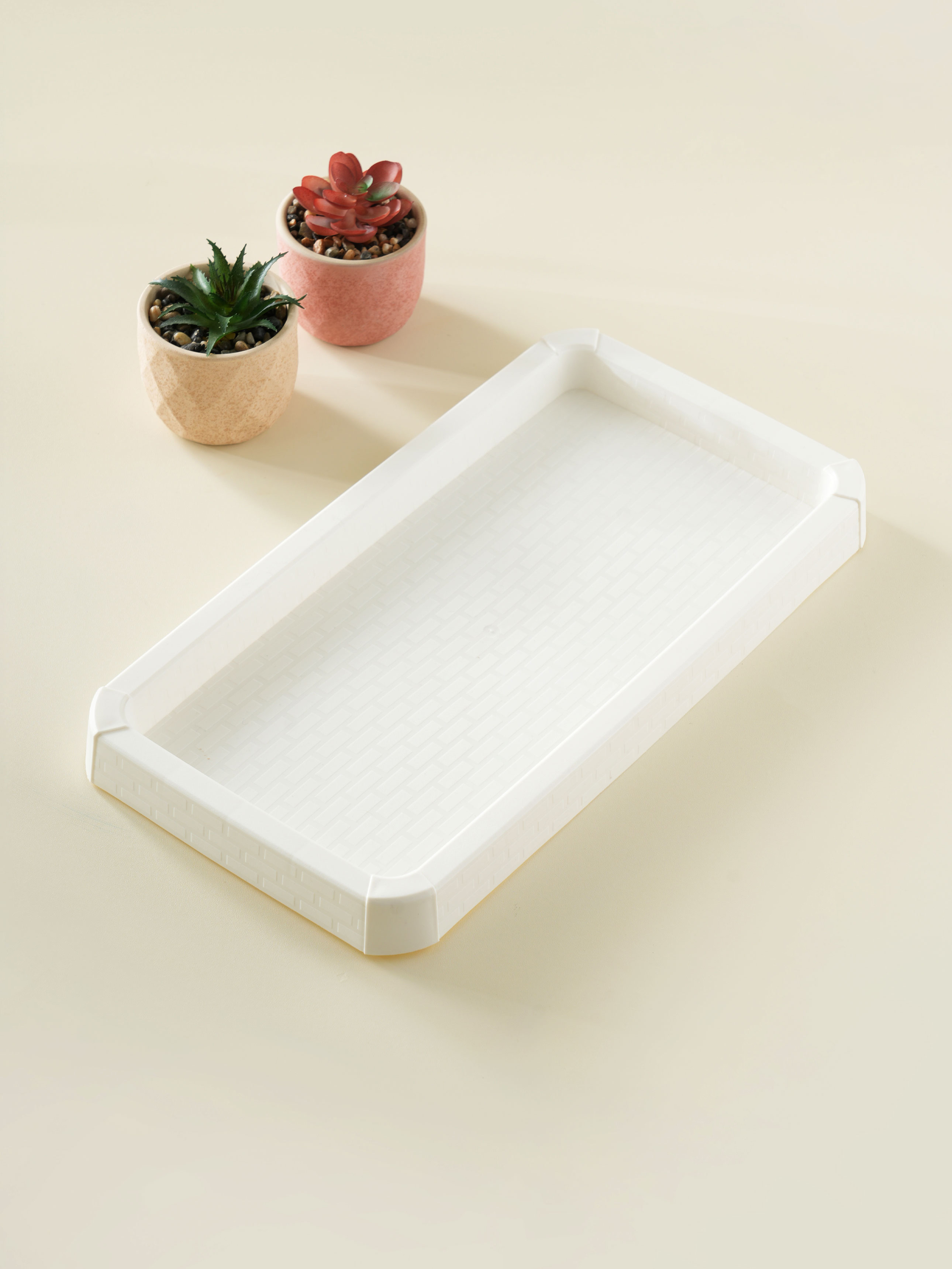 직사각 화분 받침 35 X 19 cm 화이트