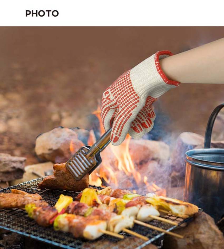 캠핑) 바비큐용 양면코팅 면 장갑