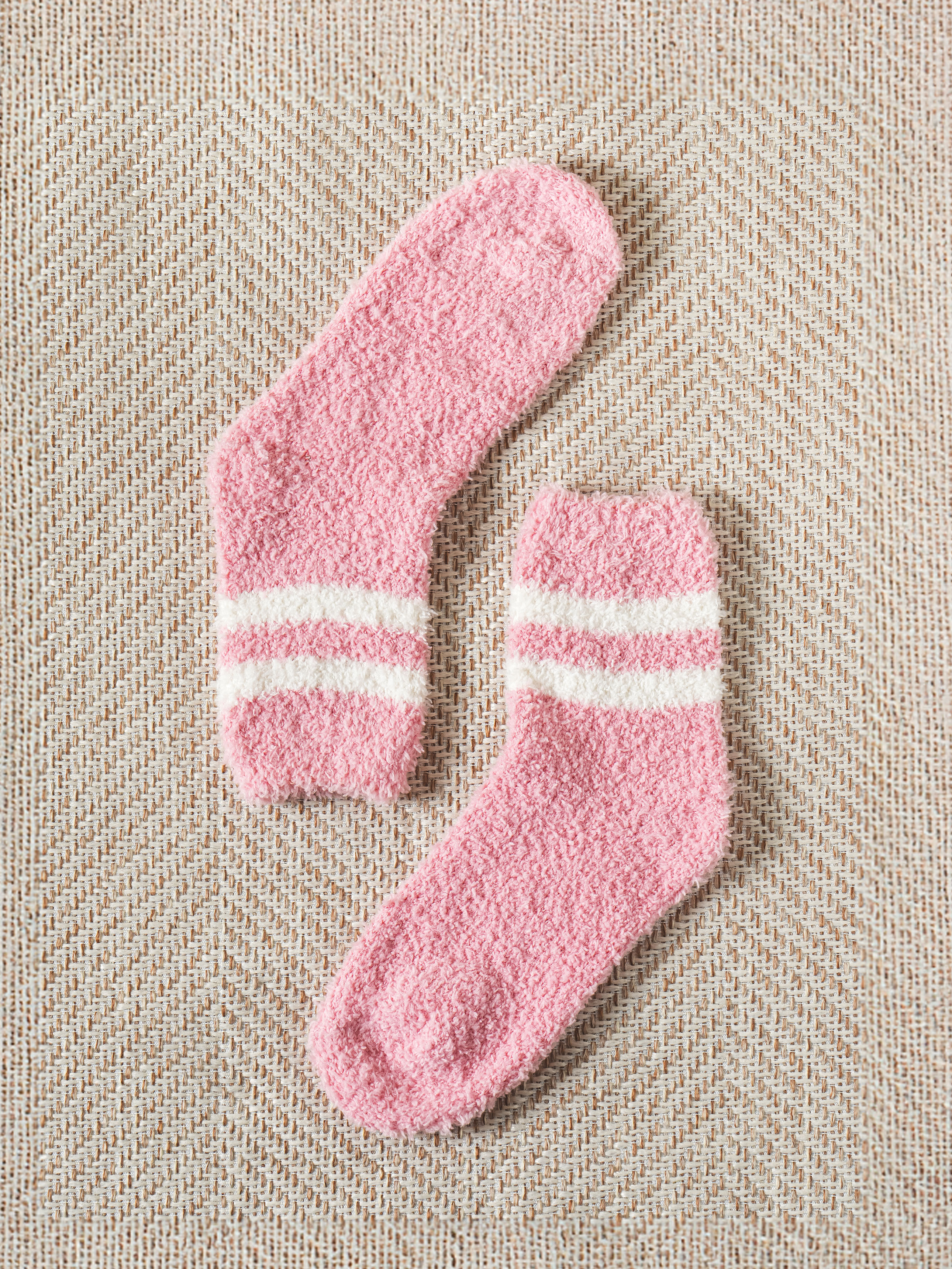 몬풋 여성 줄무늬 수면 양말 핑크
