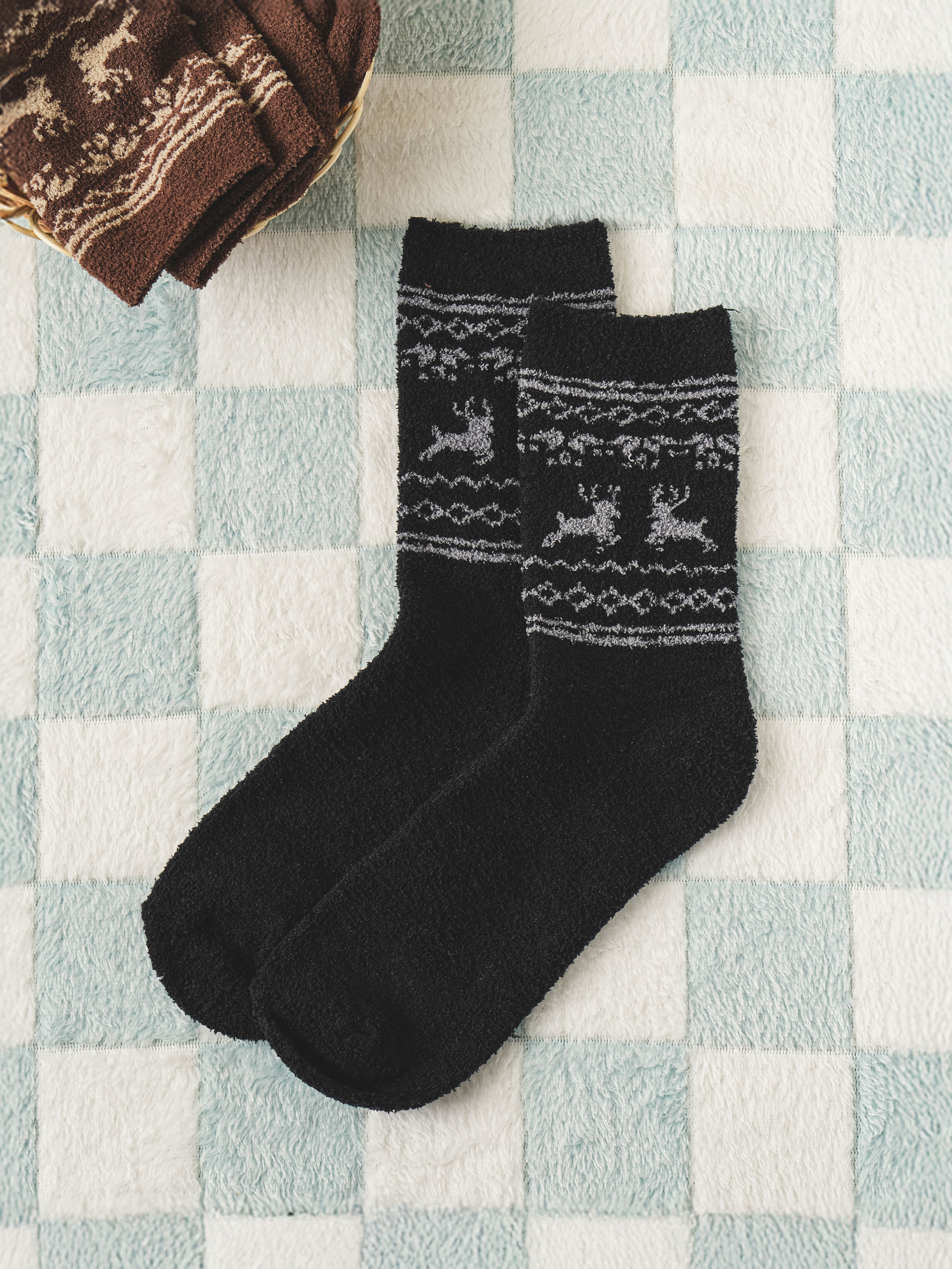 몬풋 남성 노르딕 포인트 수면 양말 블랙