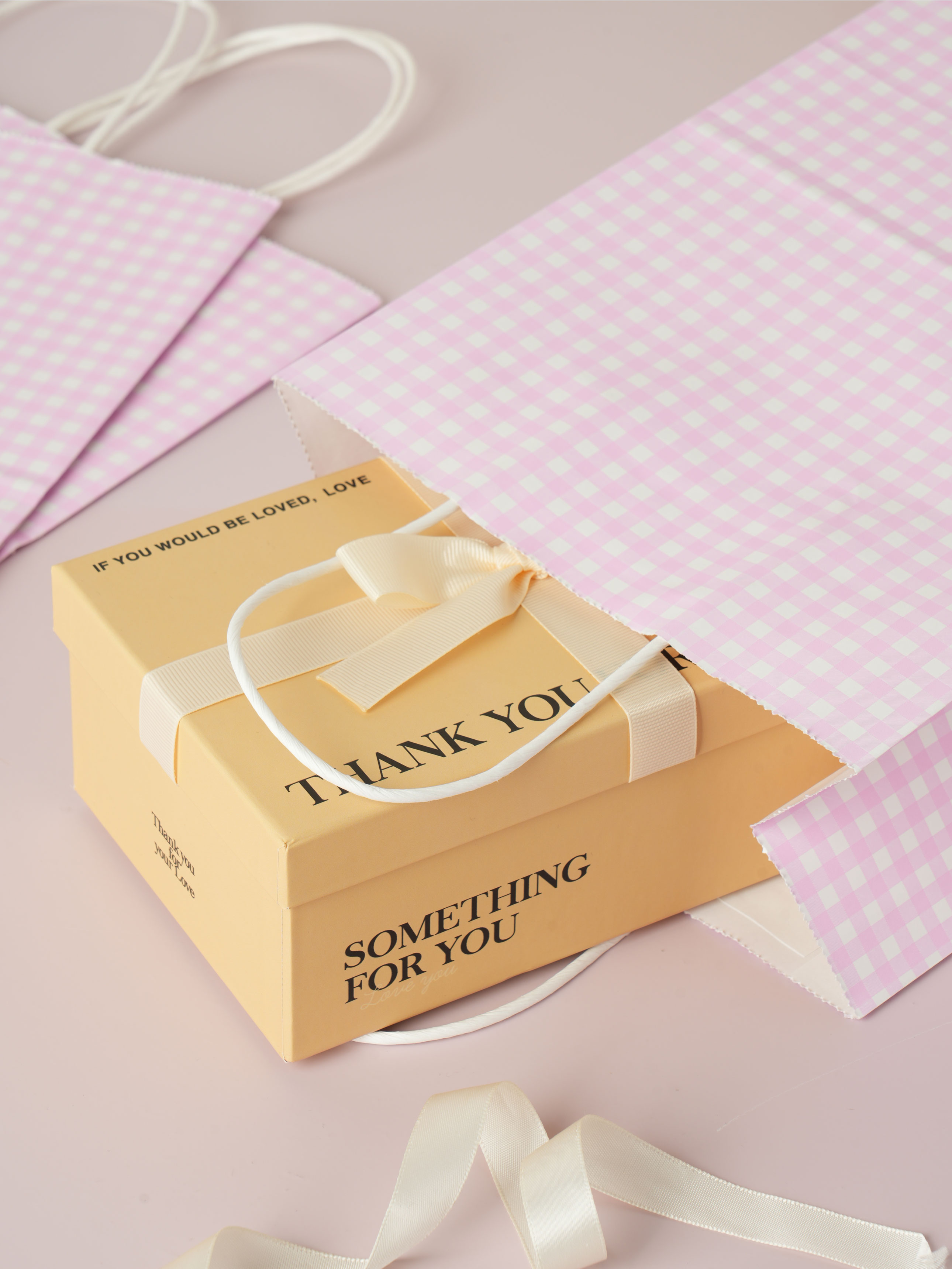 깅엄체크 묶음선물백(대)3P_핑크