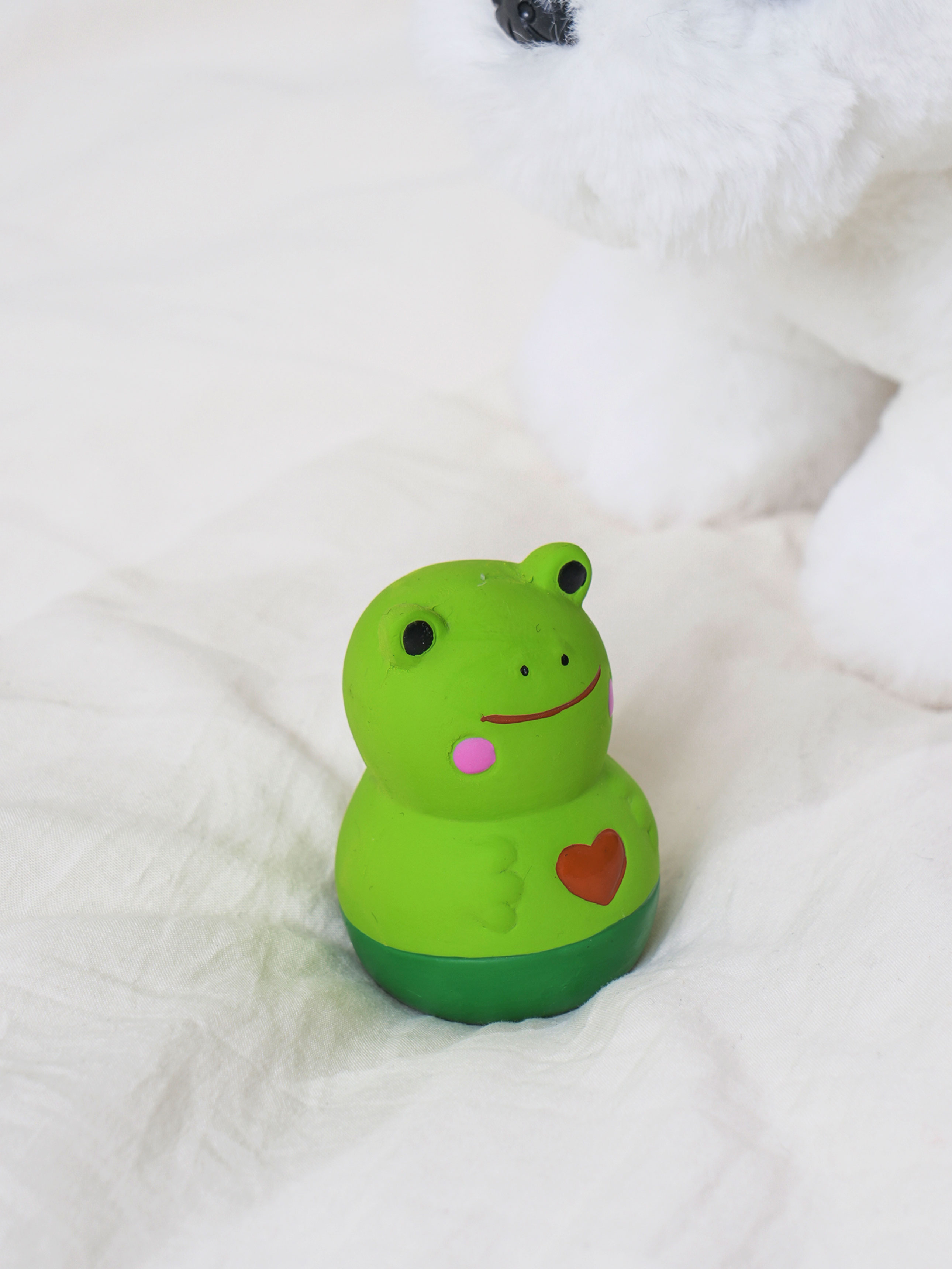 [펫] 라텍스 개구리 모양 오뚝이 삑삑이