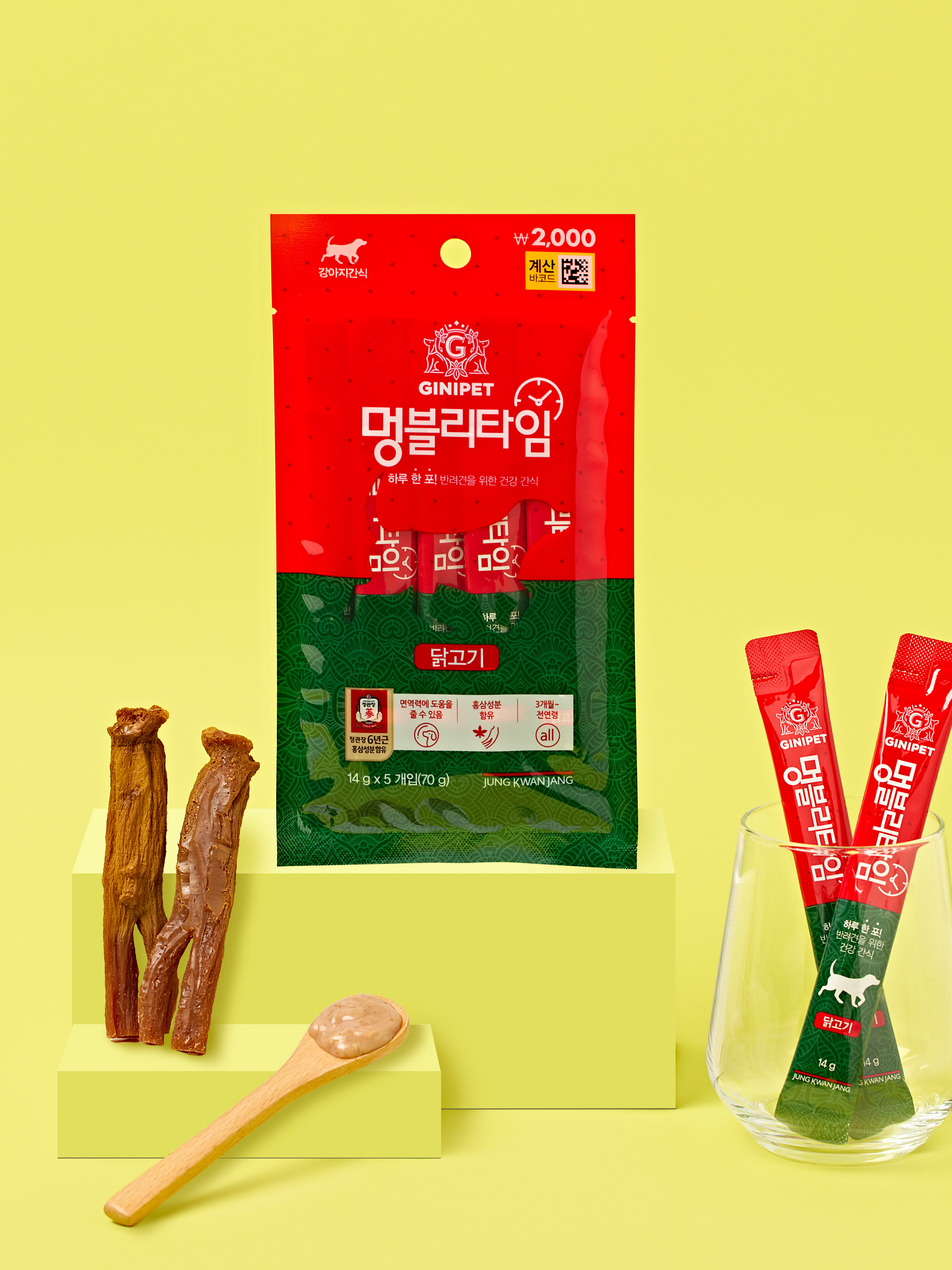 다이소 [펫] 정관장 지니펫 멍블리타임 닭고기 14 g X 5개입