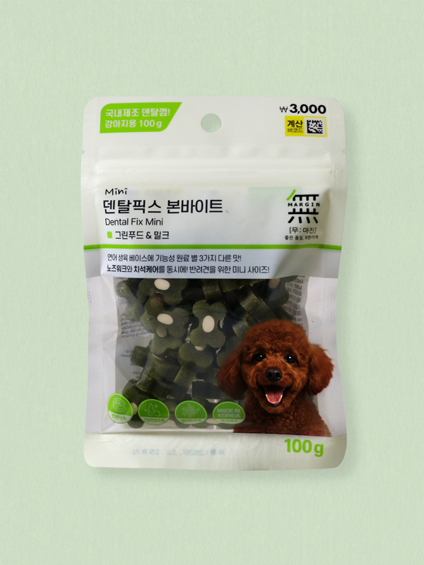 [펫] 바우와우 무마진 덴탈픽스 미니껌 100 g 그린푸드 밀크