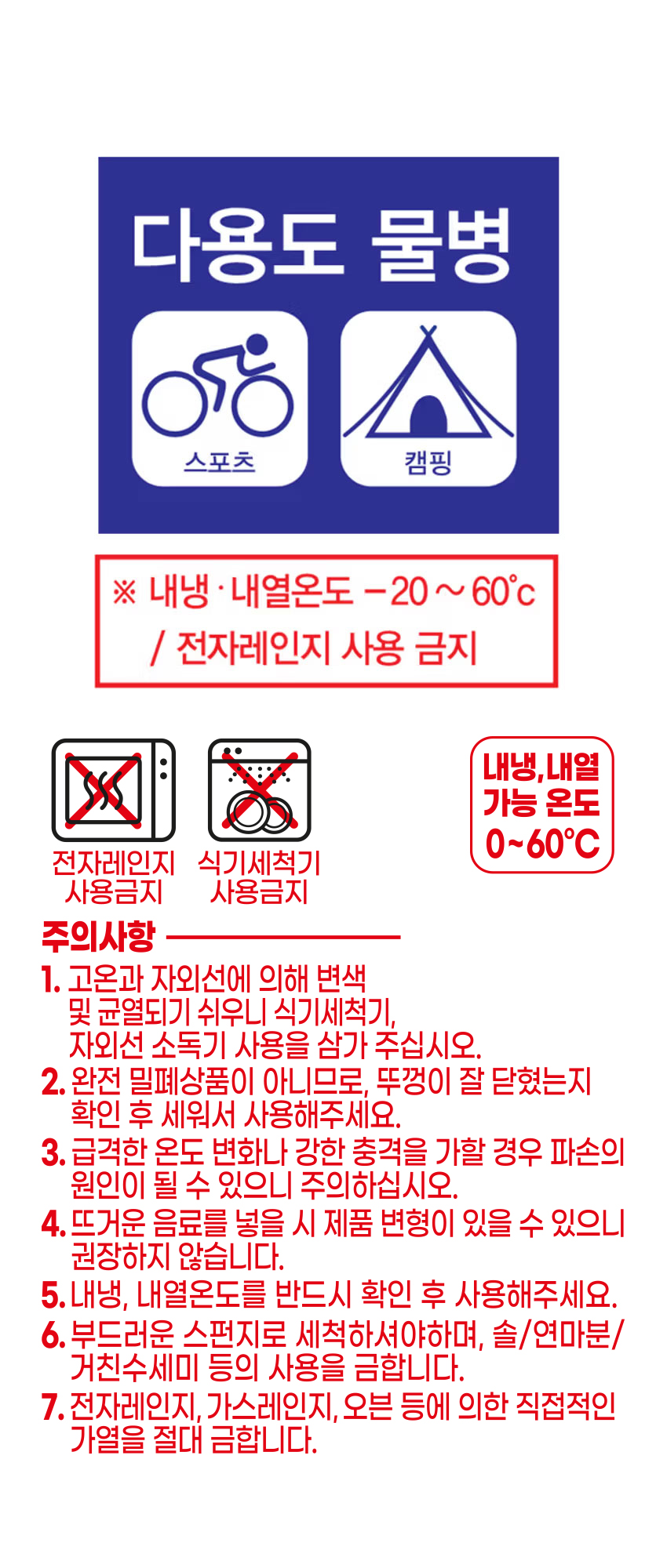 생수통 물병 1 L 클리어