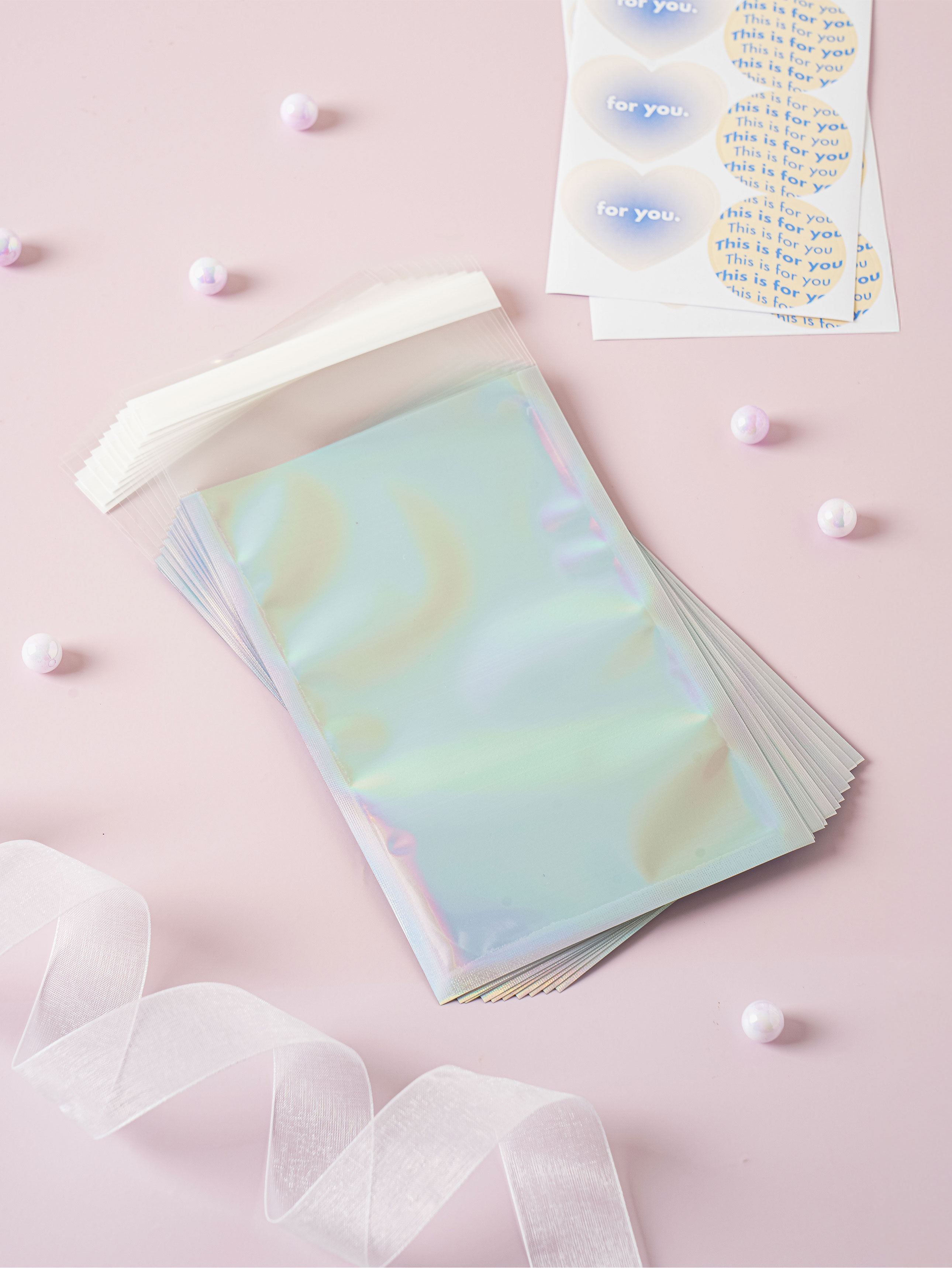 홀로그램 접착식 투명 봉투 10 X 15 cm 12매입 블루