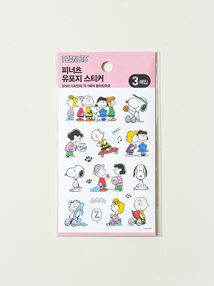 피너츠 유포지 스티커 3매입 스누피와 친구들