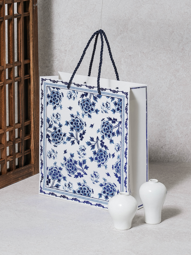 전통 쇼핑백 24 X 27 X 8.5 cm 청박