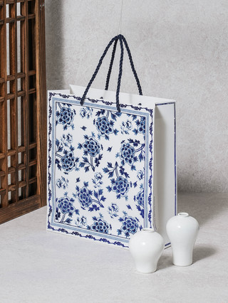 전통 쇼핑백 24 X 27 X 8.5 cm 청박