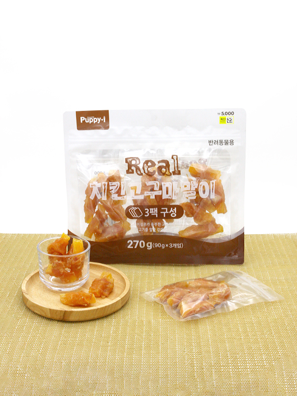 [펫] 퍼피아이 치킨 고구마 말이 90 g X 3개입