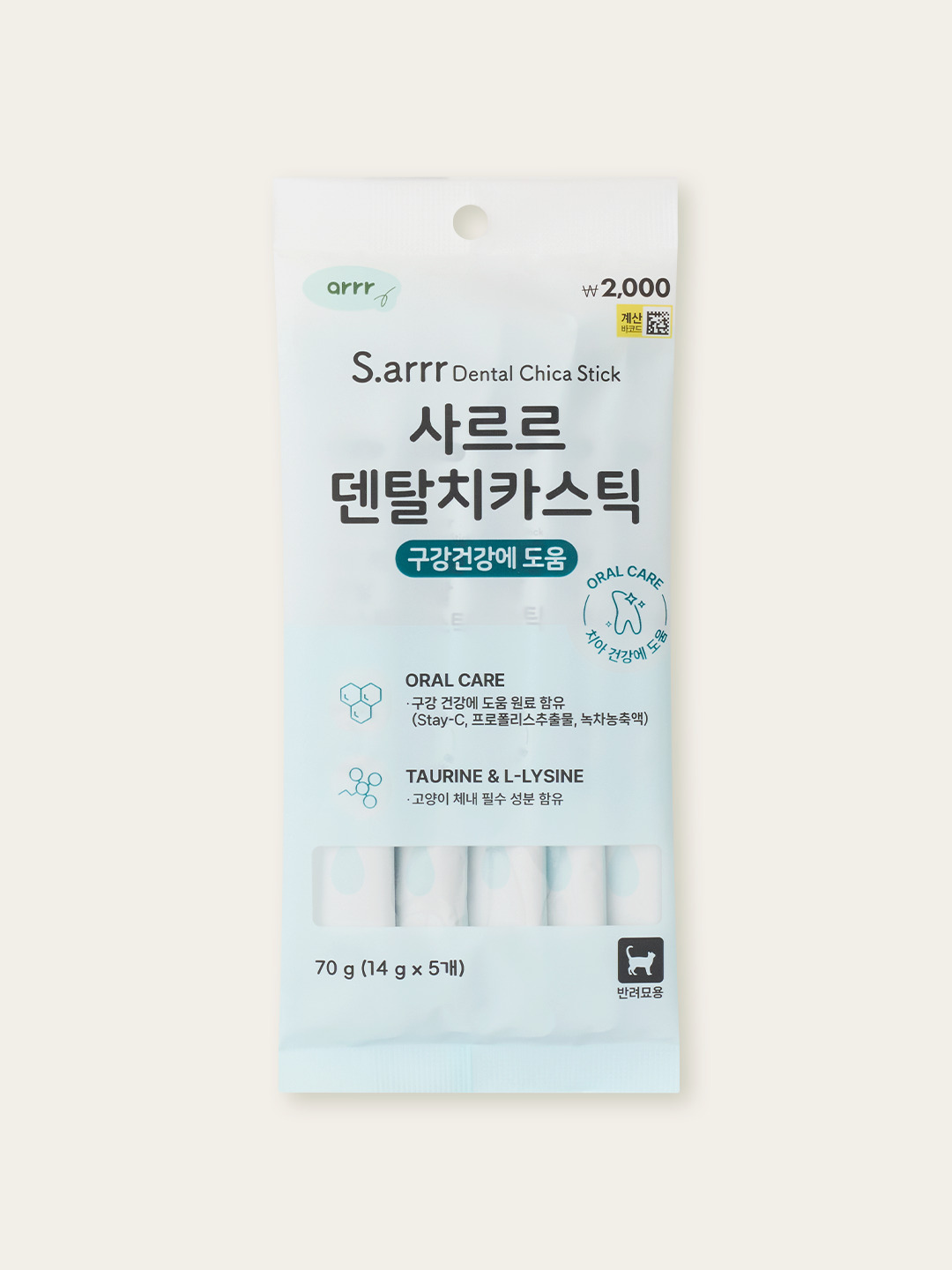 [펫] 사르르 덴탈 치카 스틱 14 g X 5개입