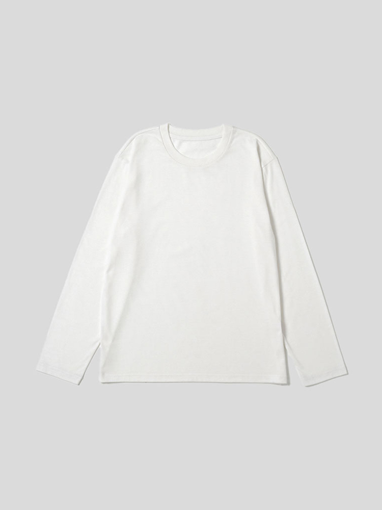 긴팔 면 혼방 티셔츠 XL 화이트