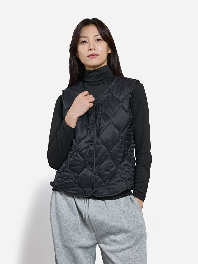 옆주름 패딩 조끼 L