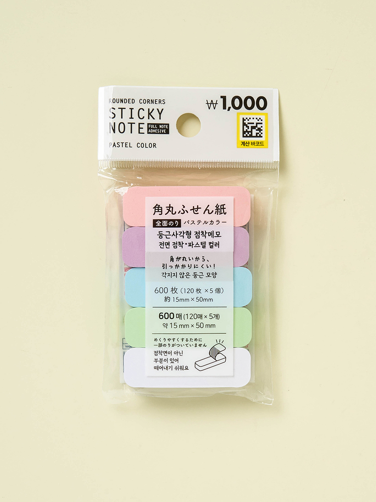 에코 파스텔 둥근 사각형 슬림 점착 메모 600 매입