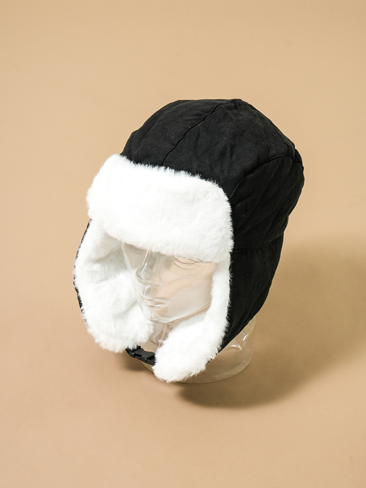 단색 퍼 군밤 모자 블랙
