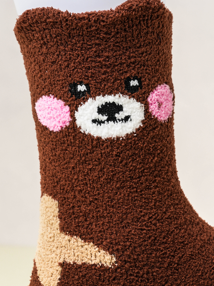 귀 달린 동물 수면 양말 곰