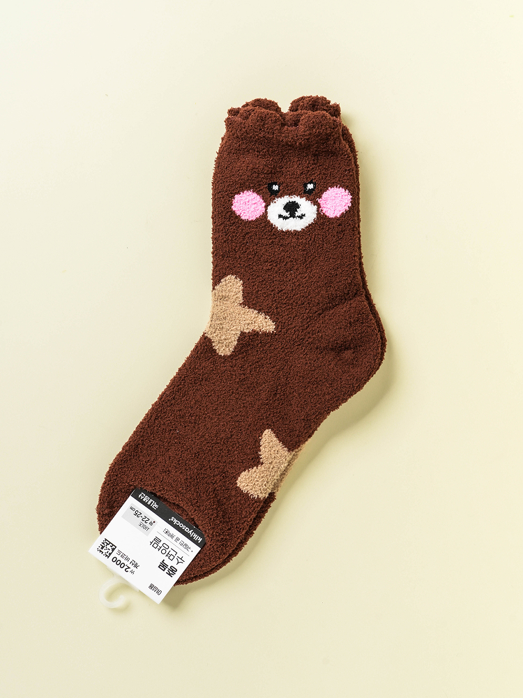 귀 달린 동물 수면 양말 곰