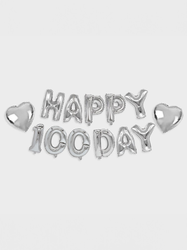 HAPPY 100 DAY 필기체 은박풍선