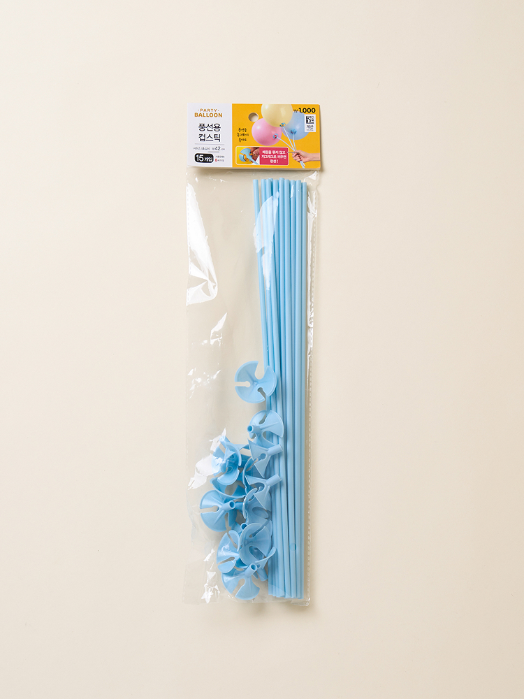 컬러 풍선 컵＆스틱 42 cm 15개입 블루