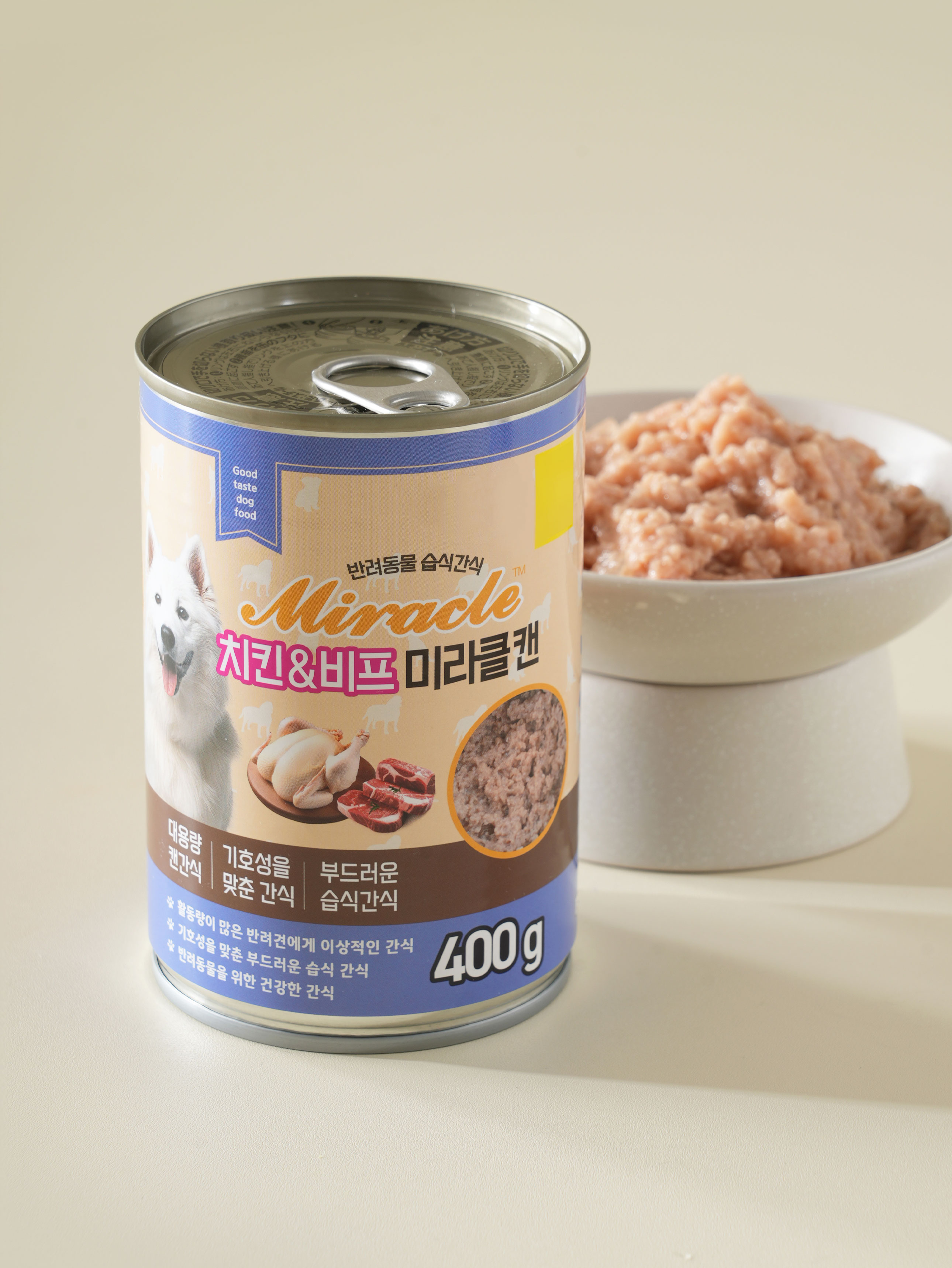 [펫] 미라클 캔 400 g 치킨＆비프