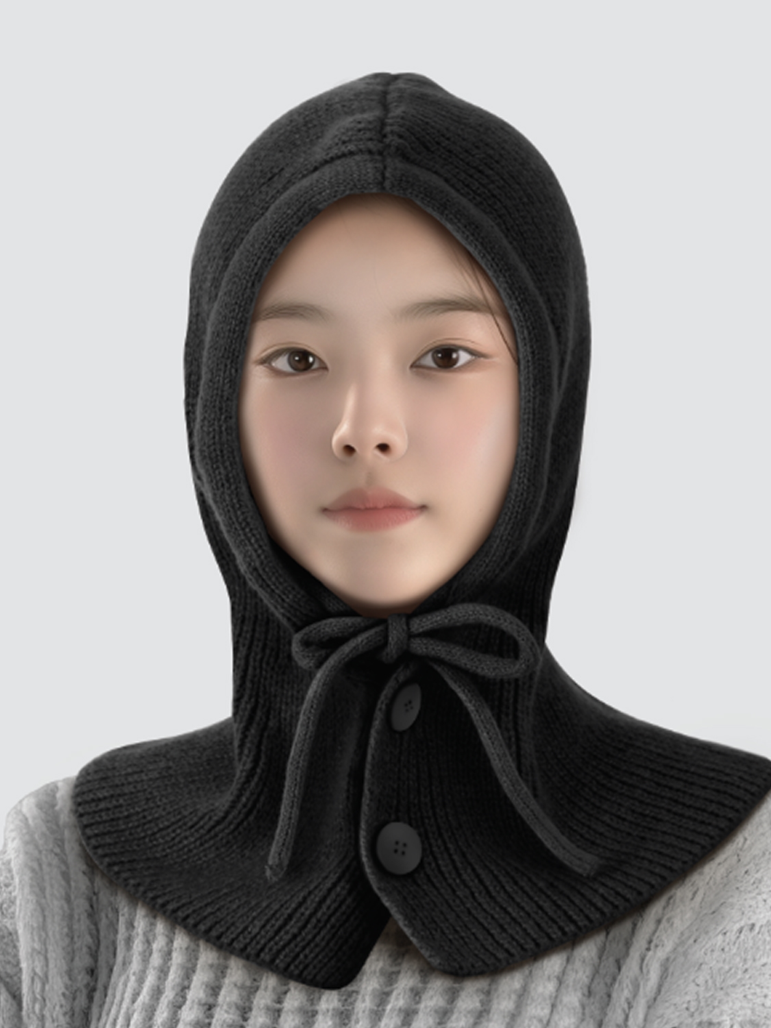 단추 바라클라바 블랙